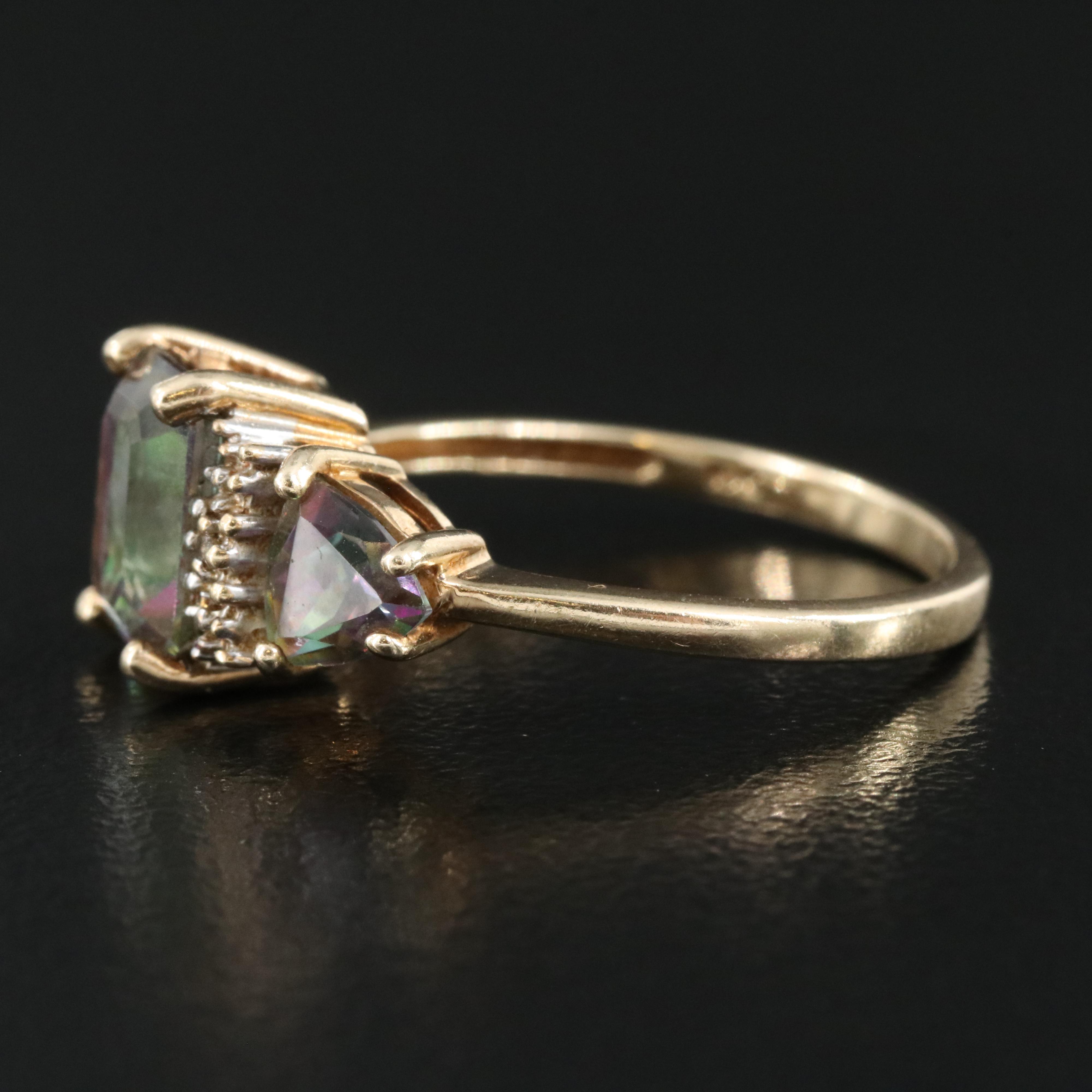 10K Mystic Topaz and Diamond Ring