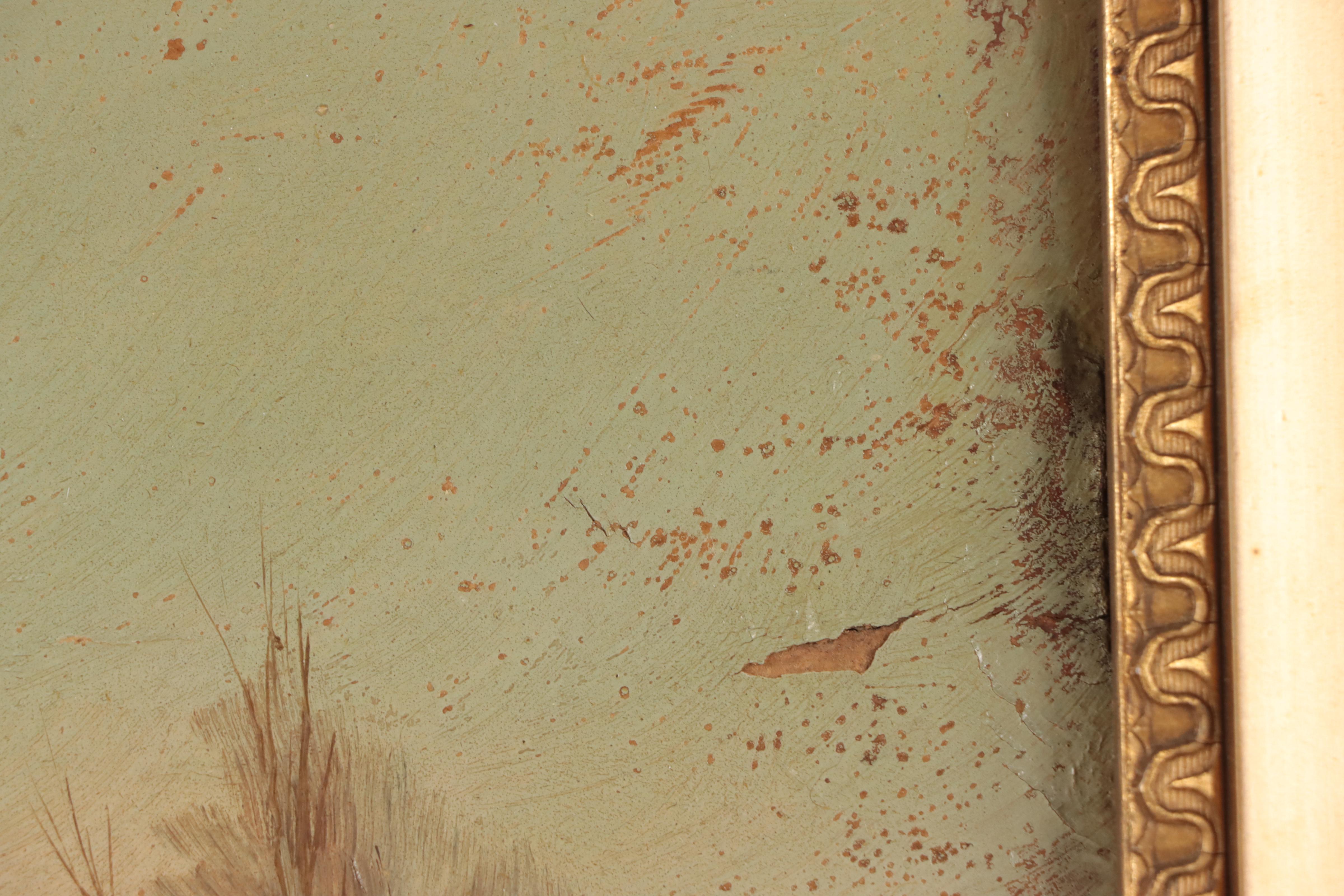 Oil Painting of Sheep in Winter Landscape