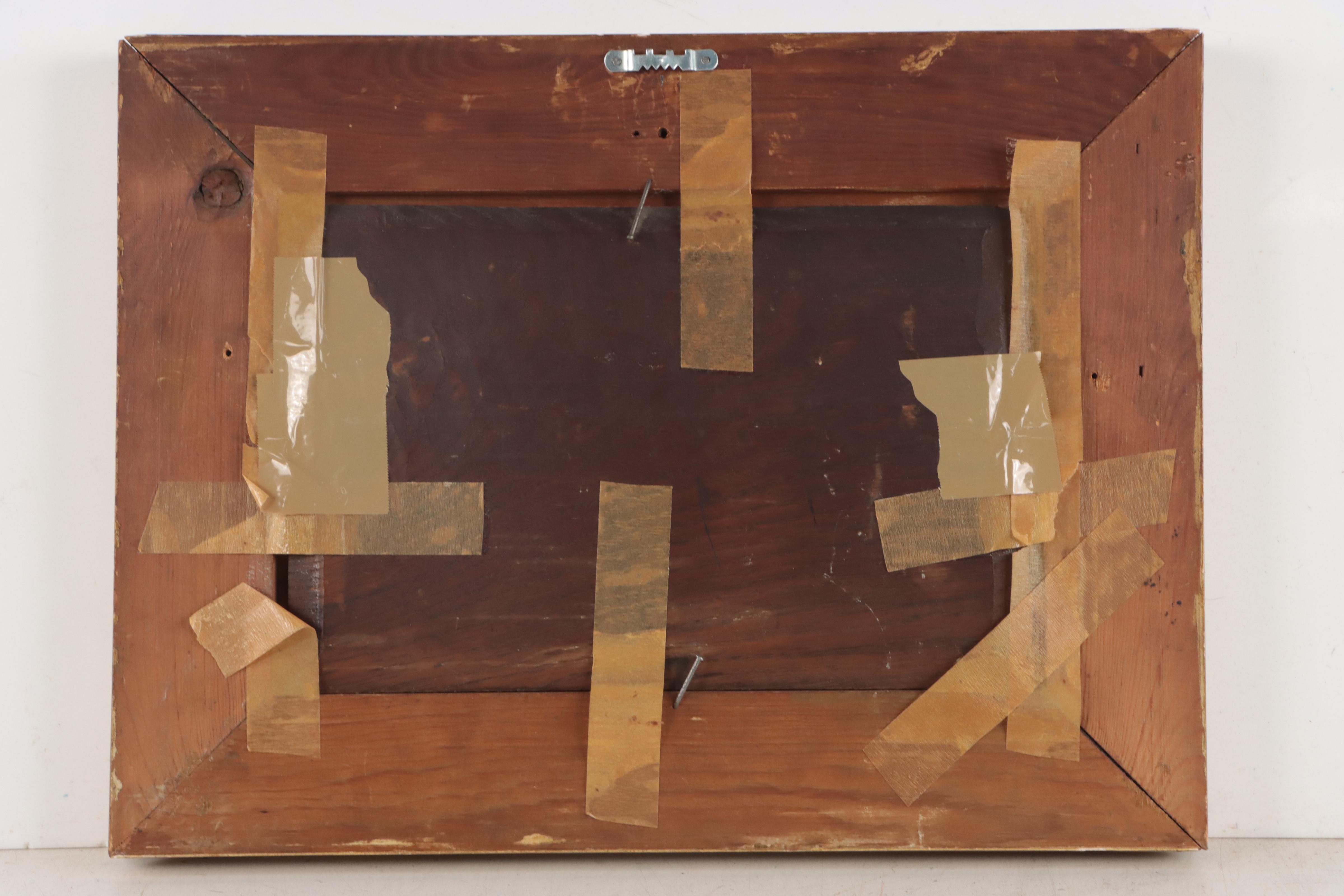 Oil Painting of Sheep in Winter Landscape