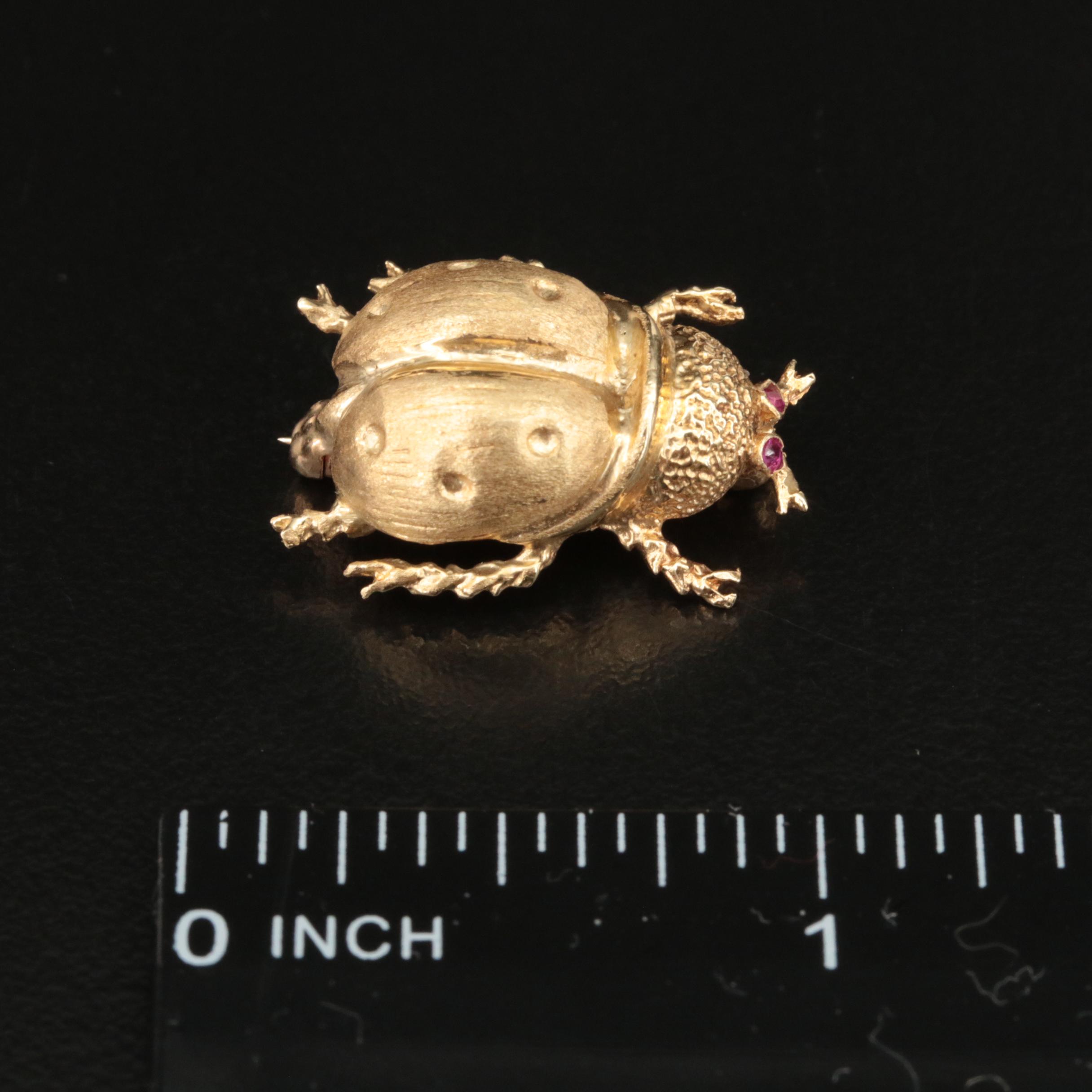 Vintage 14K Ladybug Brooch