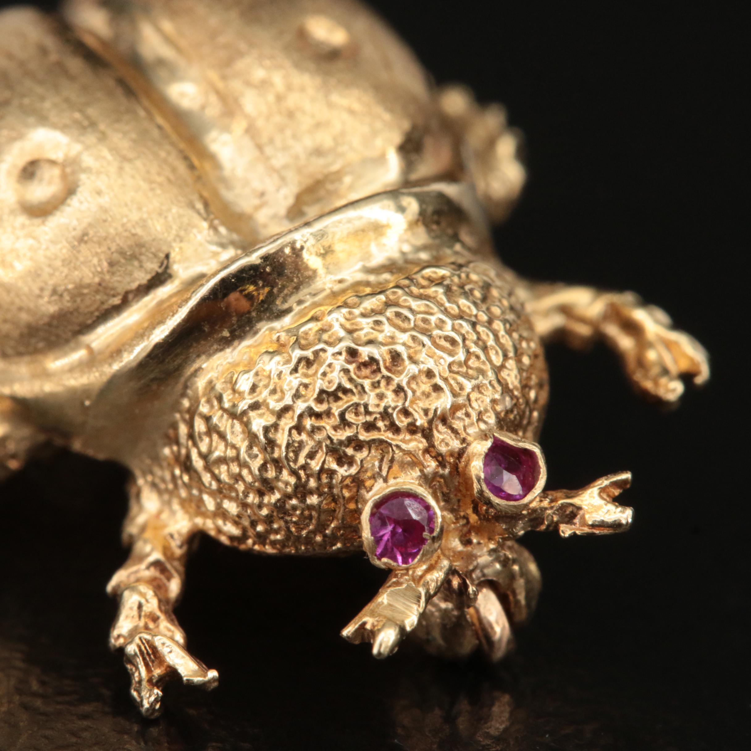 Vintage 14K Ladybug Brooch