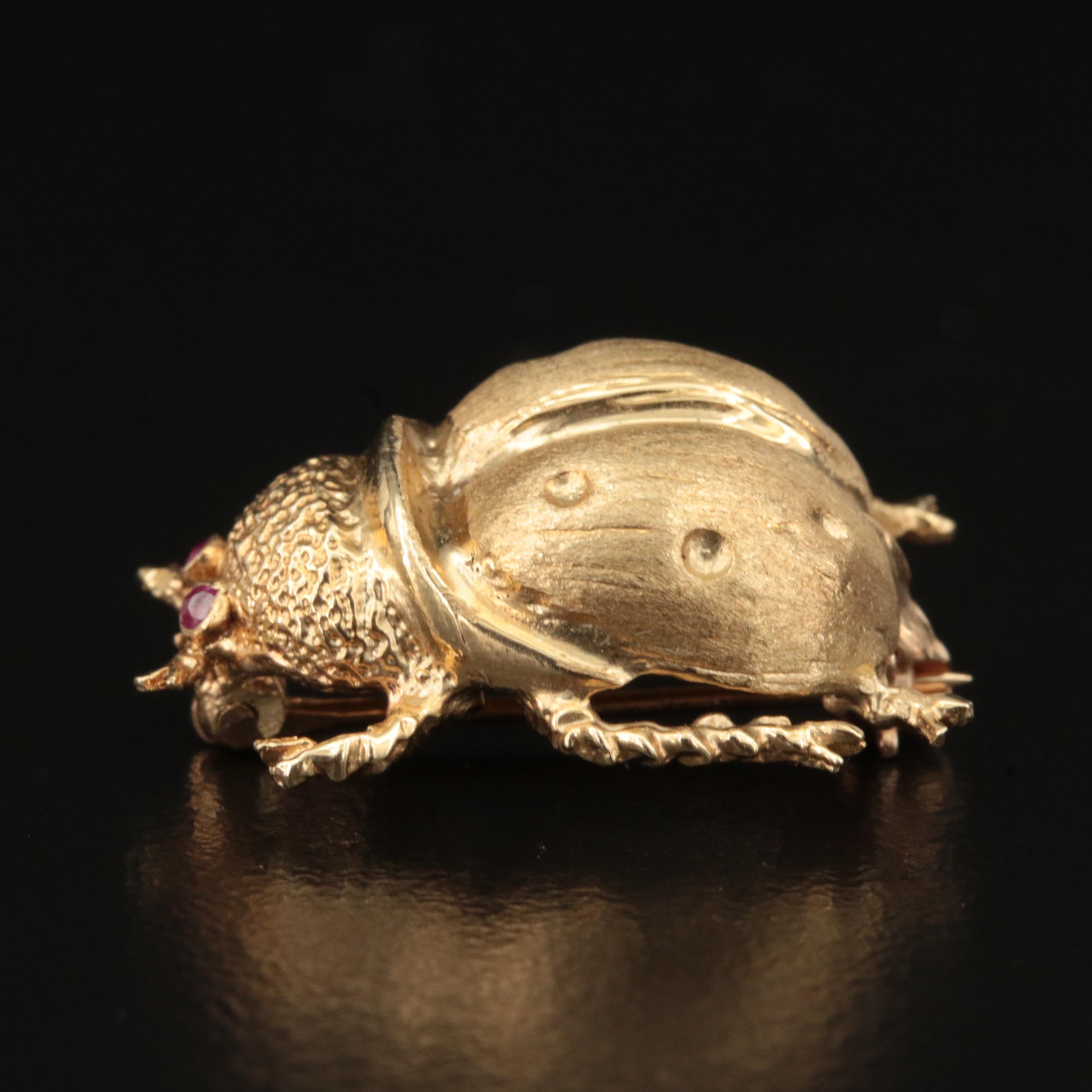 Vintage 14K Ladybug Brooch