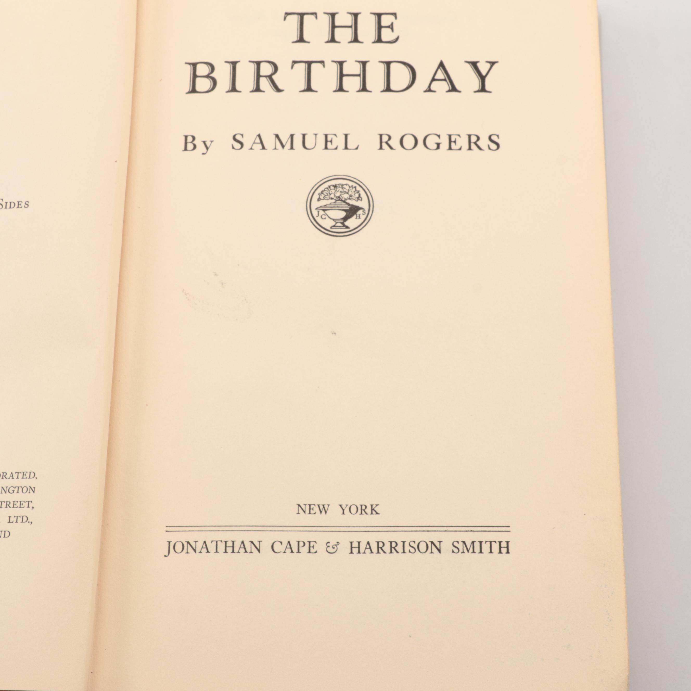First Edition "The Birthday" by Samuel Rogers and More Books, 1930s