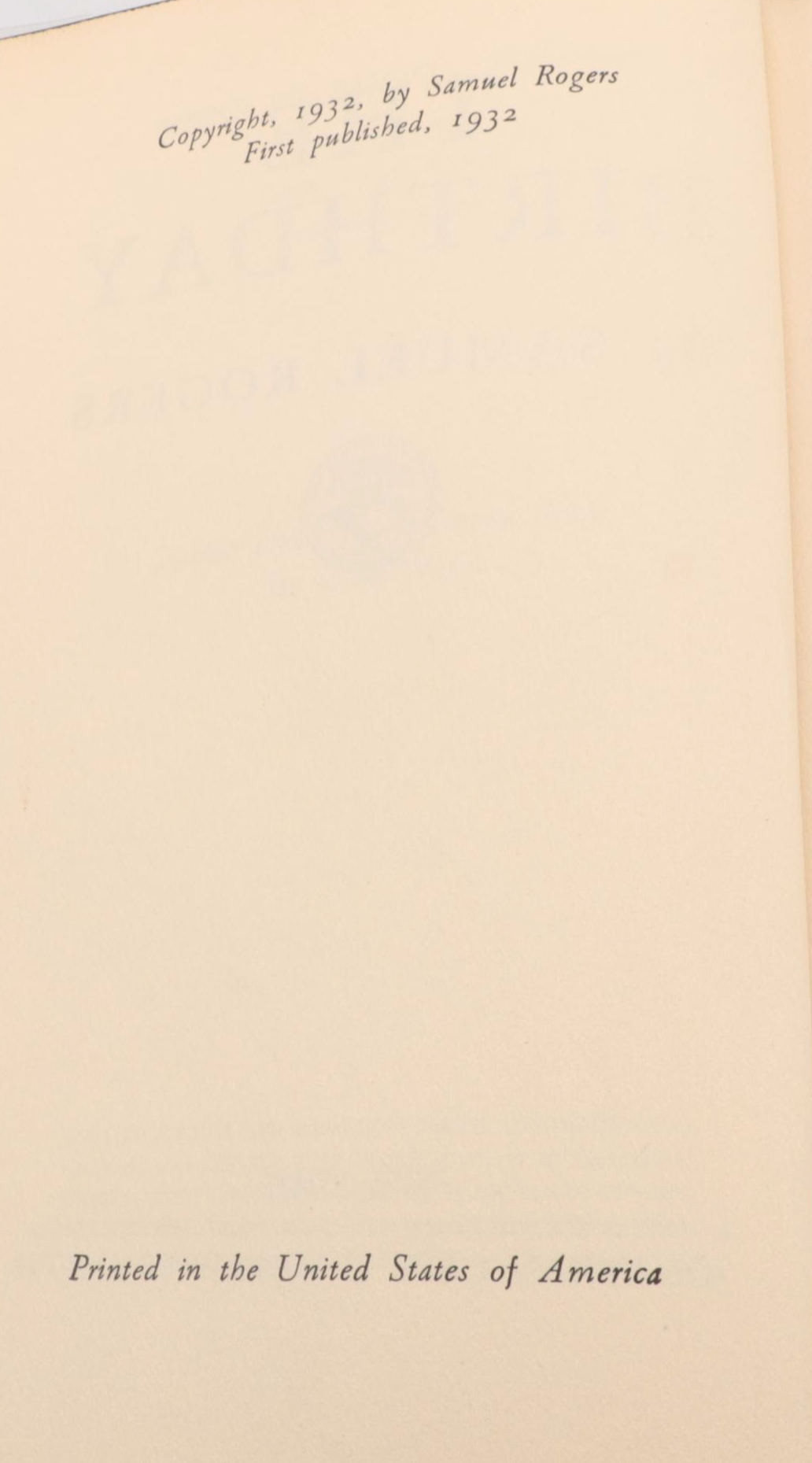 First Edition "The Birthday" by Samuel Rogers and More Books, 1930s