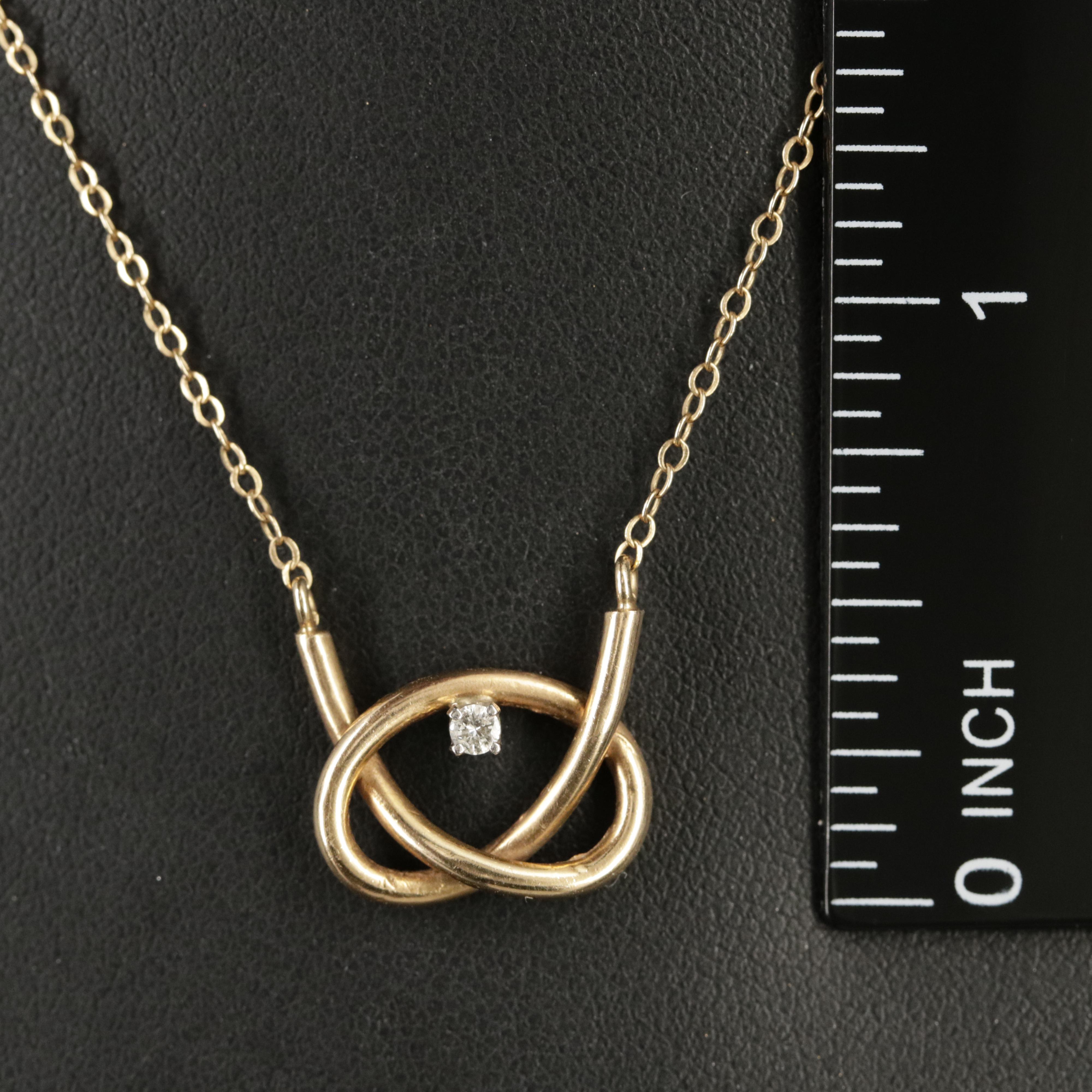 14K 0.03 CT Diamond Love Knot Necklace