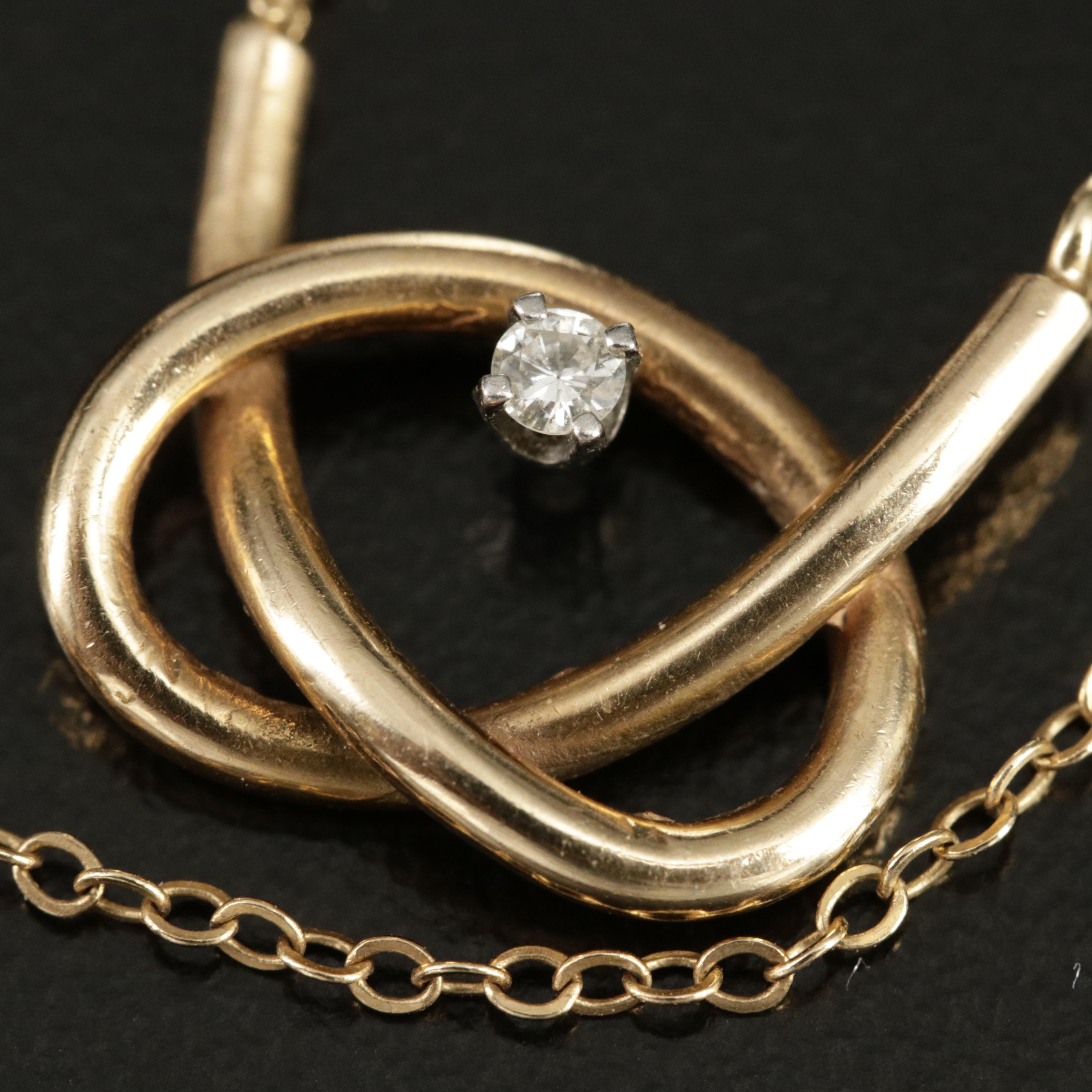 14K 0.03 CT Diamond Love Knot Necklace