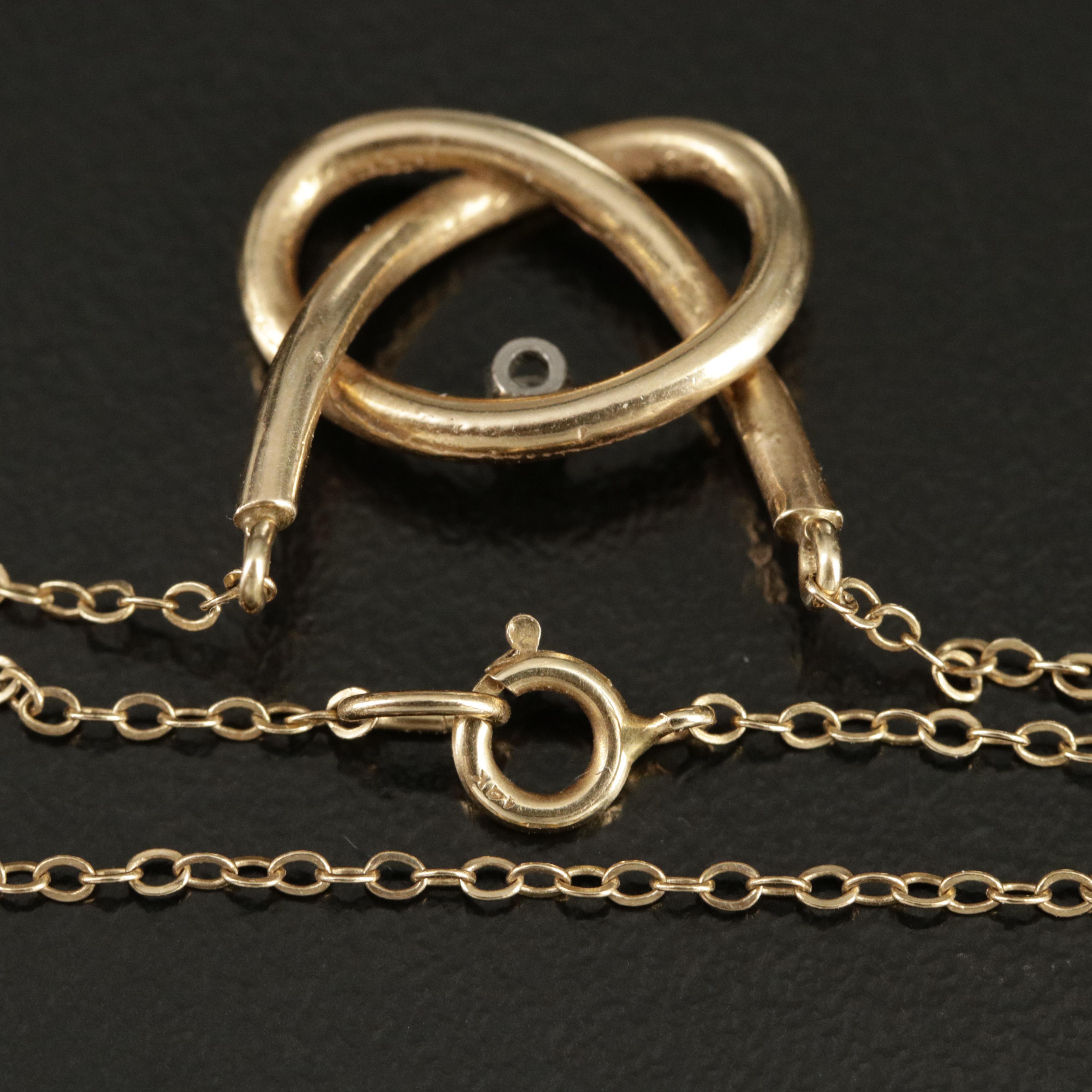 14K 0.03 CT Diamond Love Knot Necklace