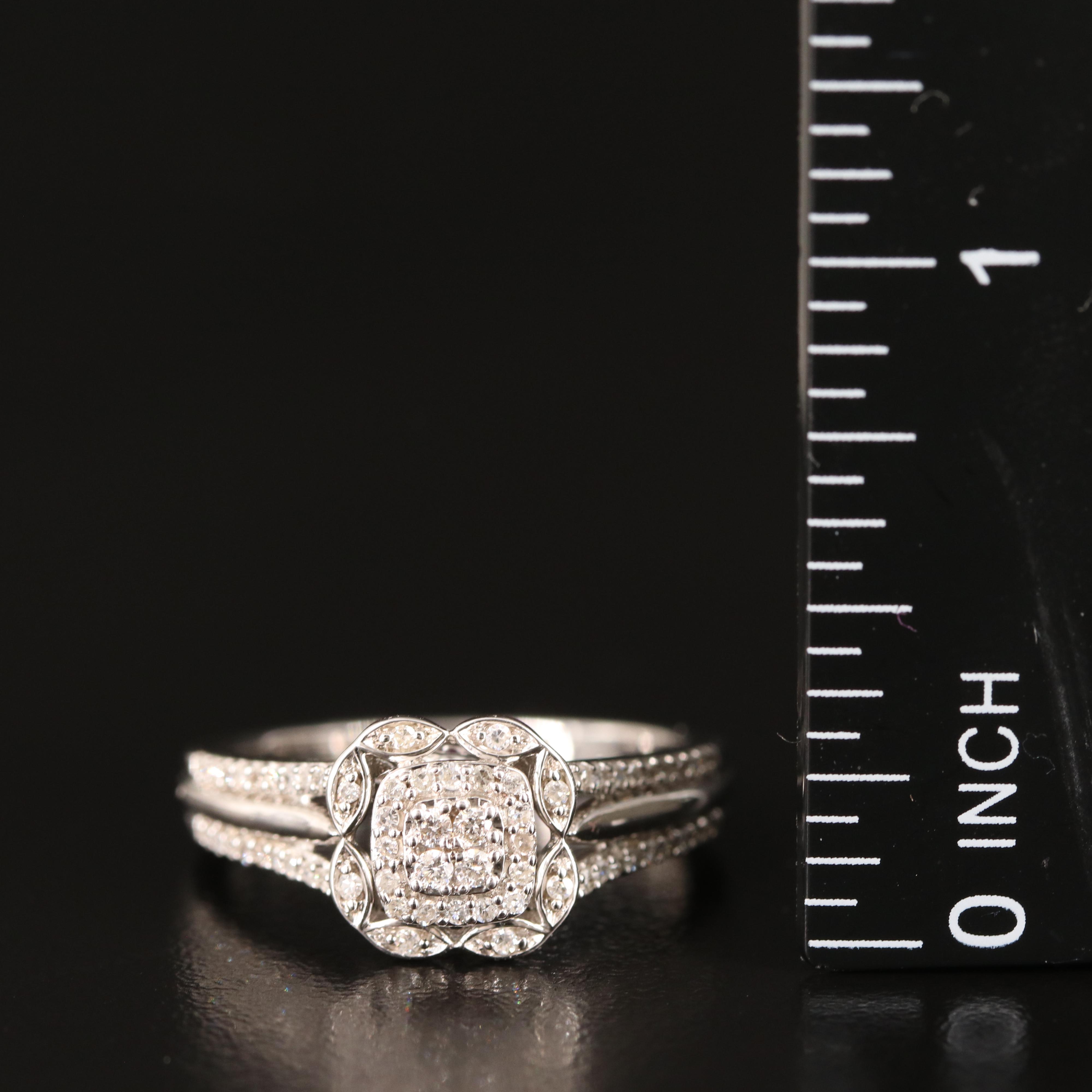 Sterling Diamond Ring with Amethyst Accents