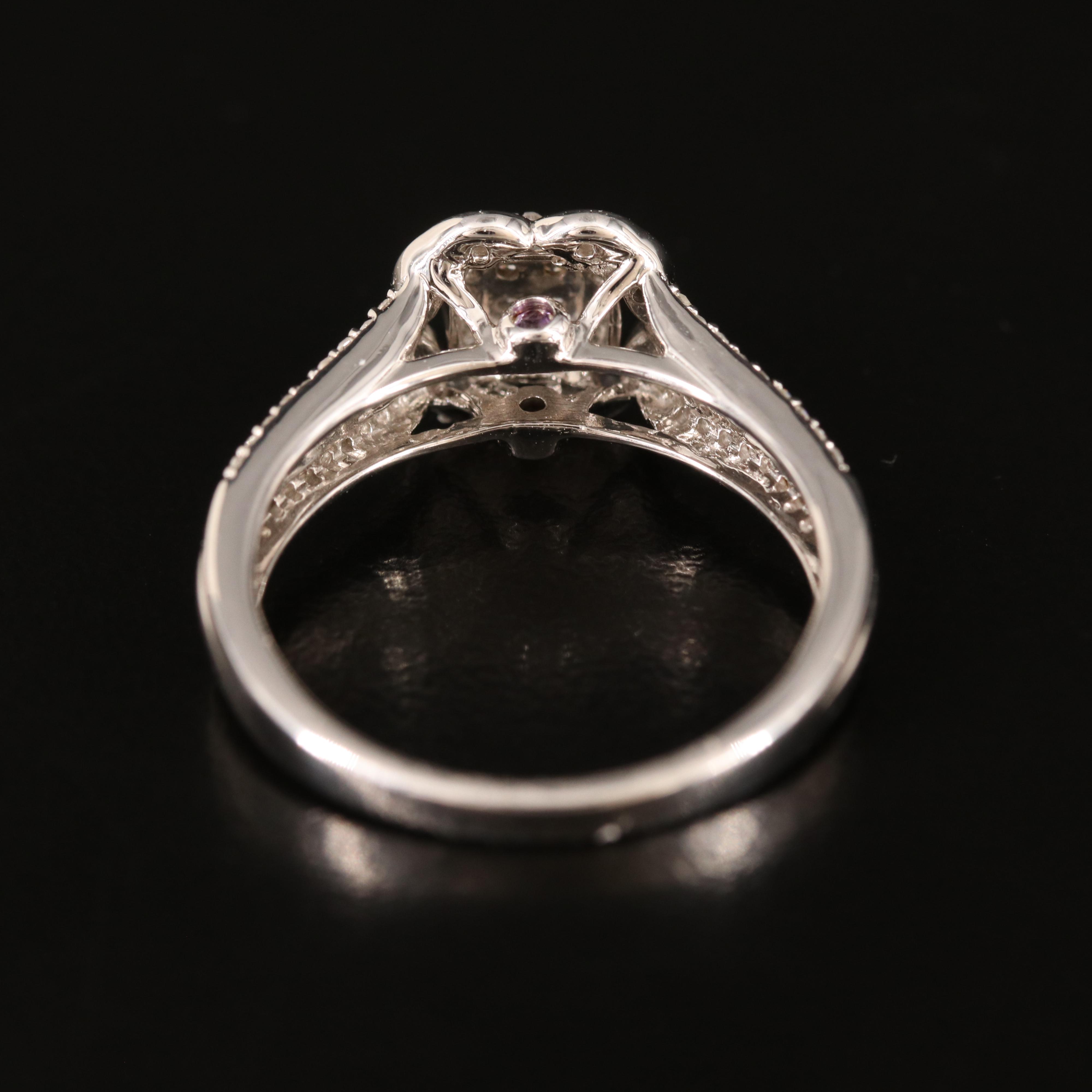 Sterling Diamond Ring with Amethyst Accents