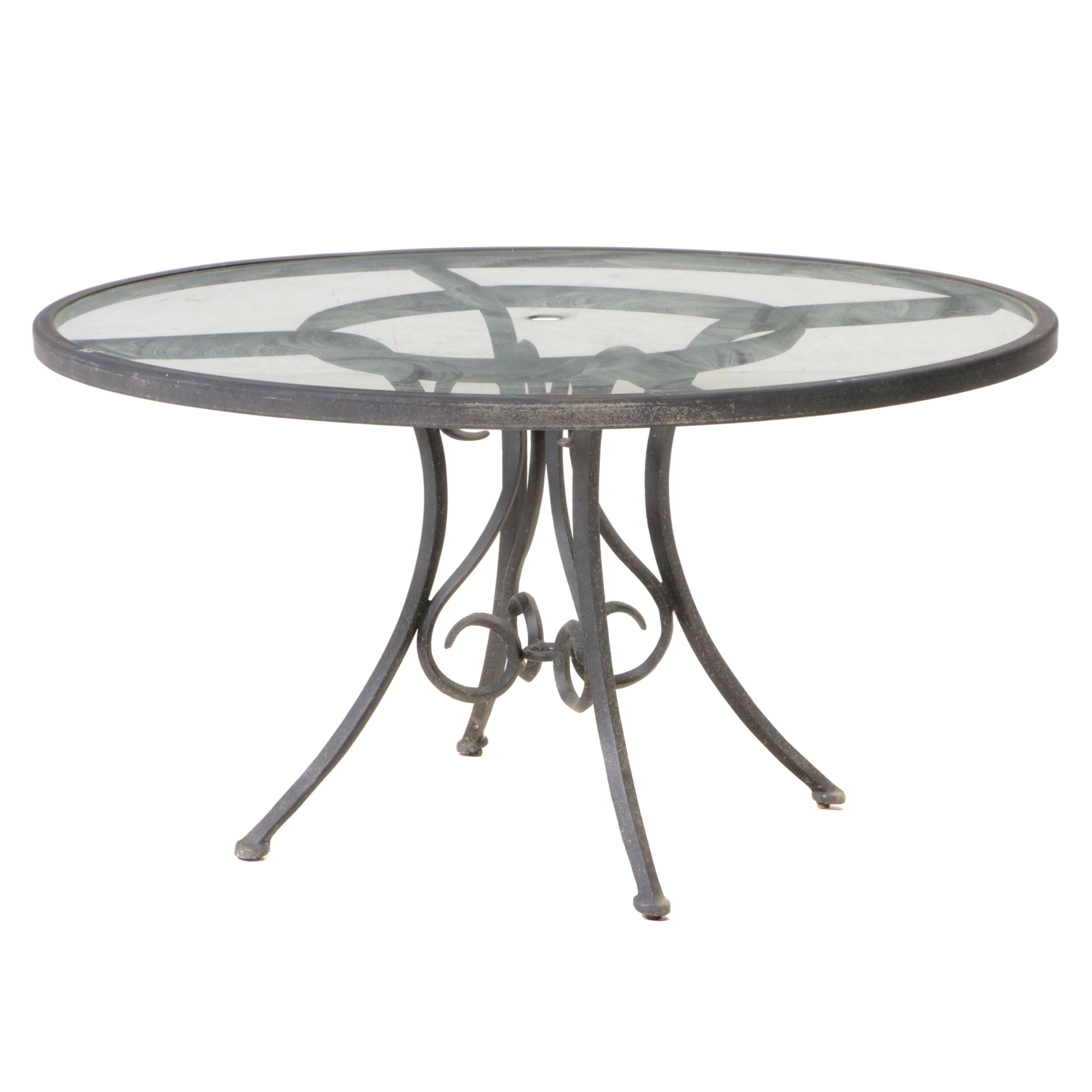 Cast Aluminum and Glass Top Patio Dining Table
