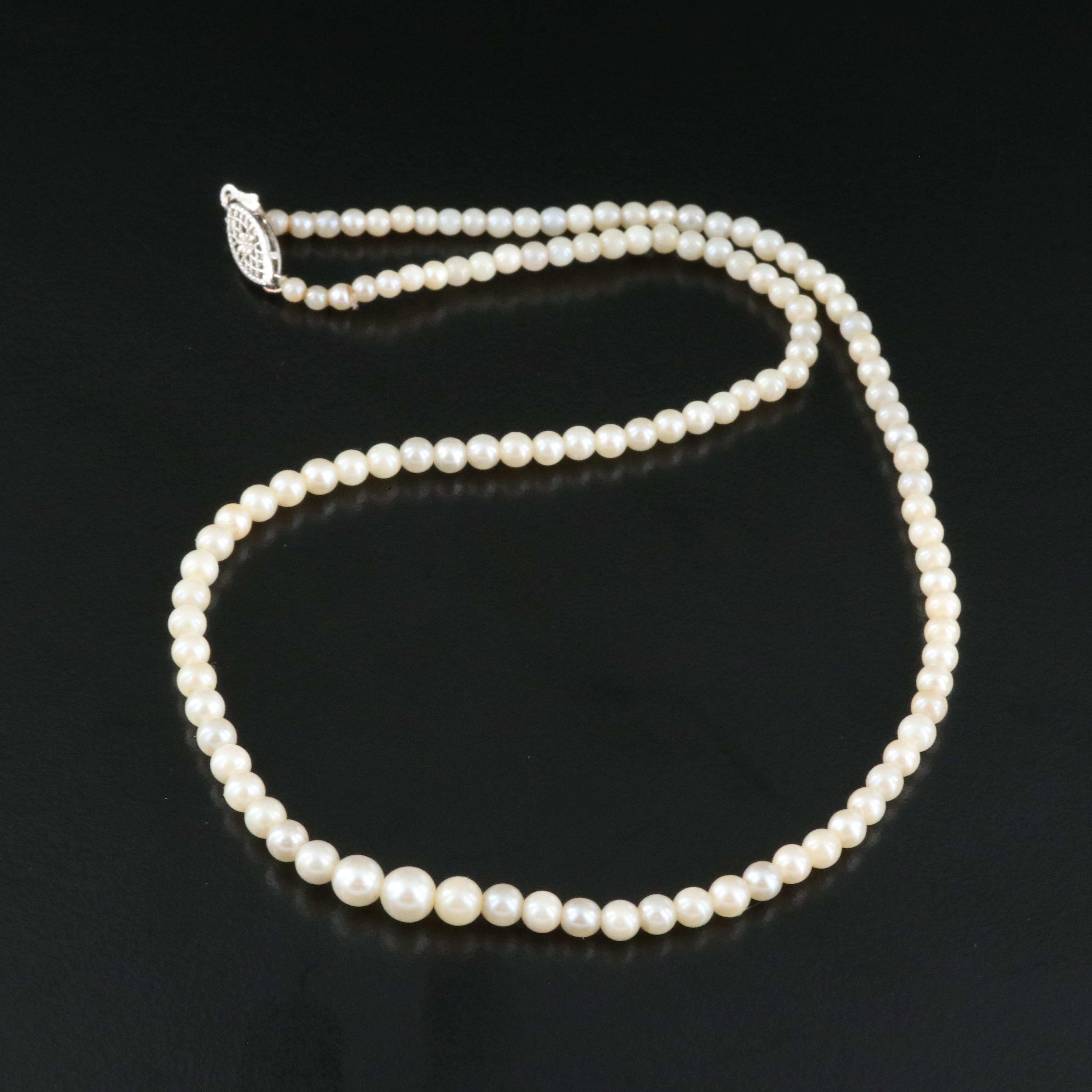 Vintage Pearl Graduated Necklace with 10K Clasp
