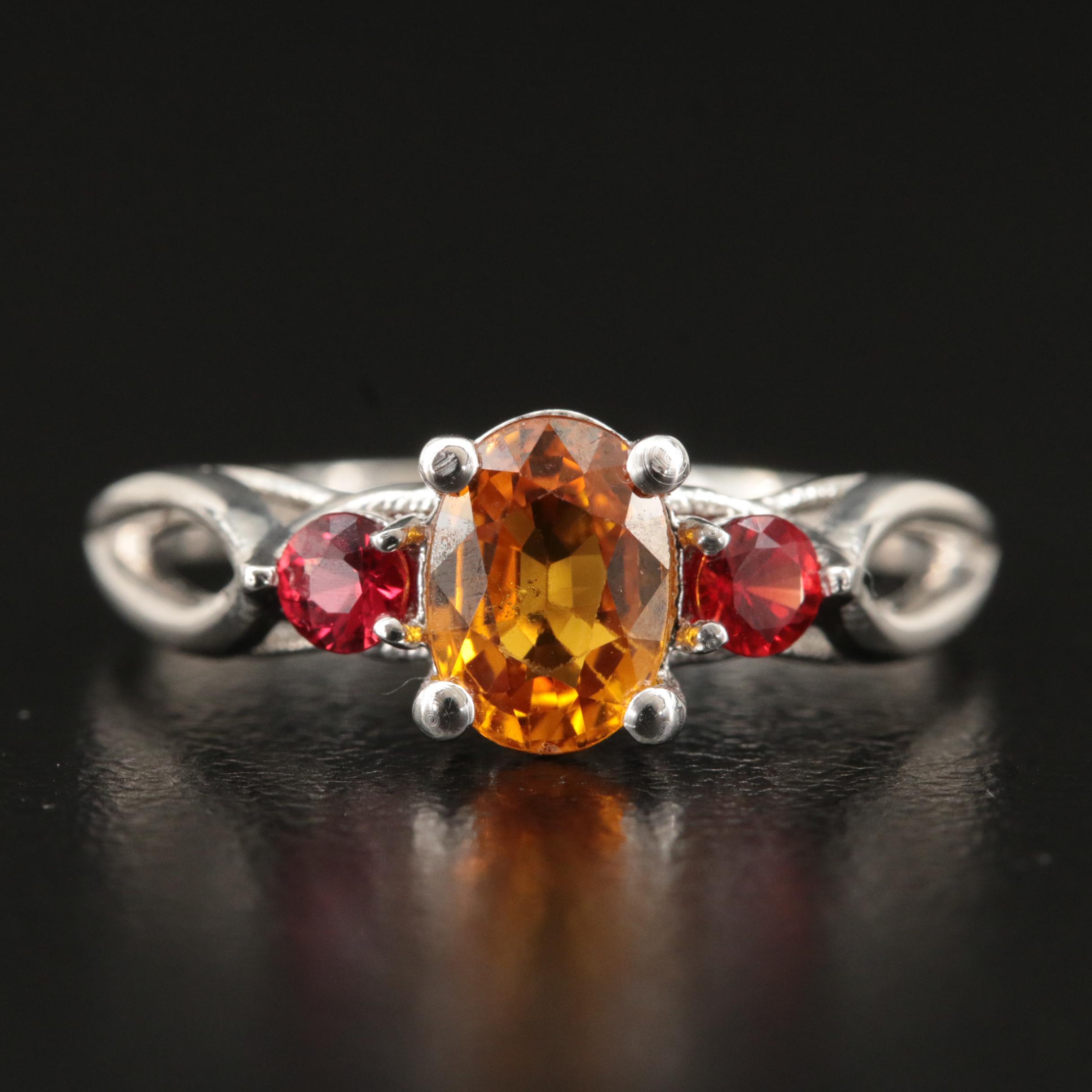 14K Yellow Sapphire and Sapphire Ring with Open Shoulders