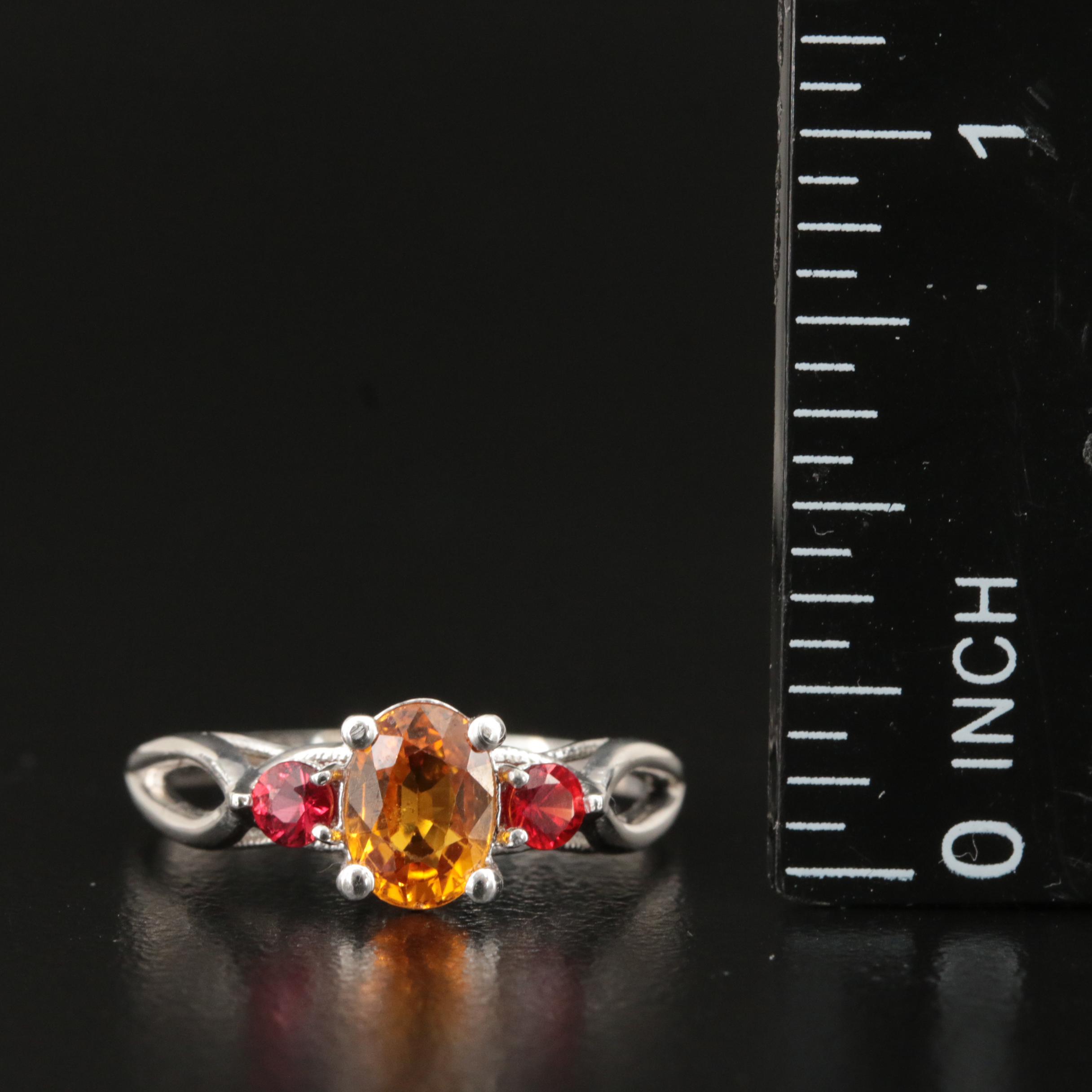 14K Yellow Sapphire and Sapphire Ring with Open Shoulders