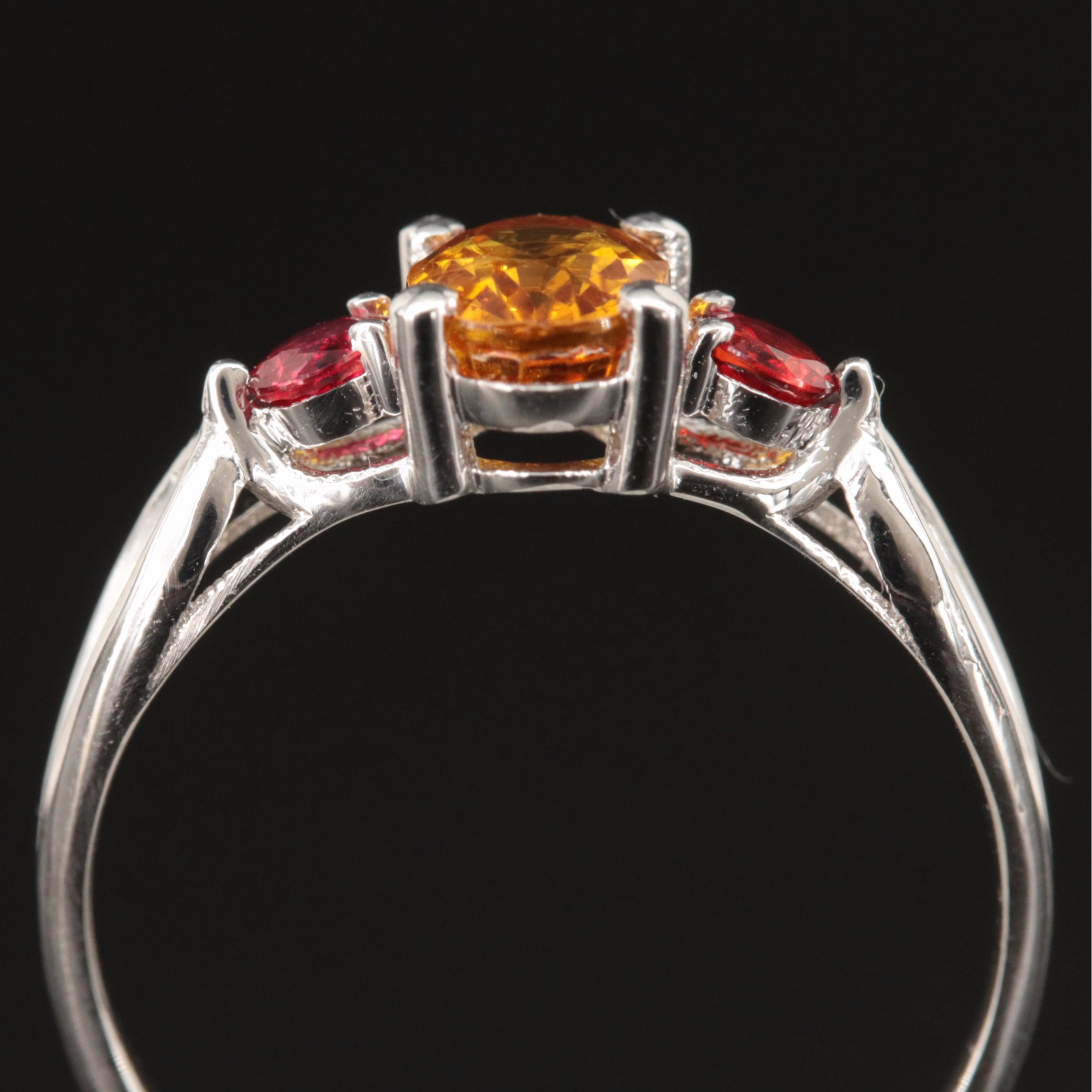 14K Yellow Sapphire and Sapphire Ring with Open Shoulders