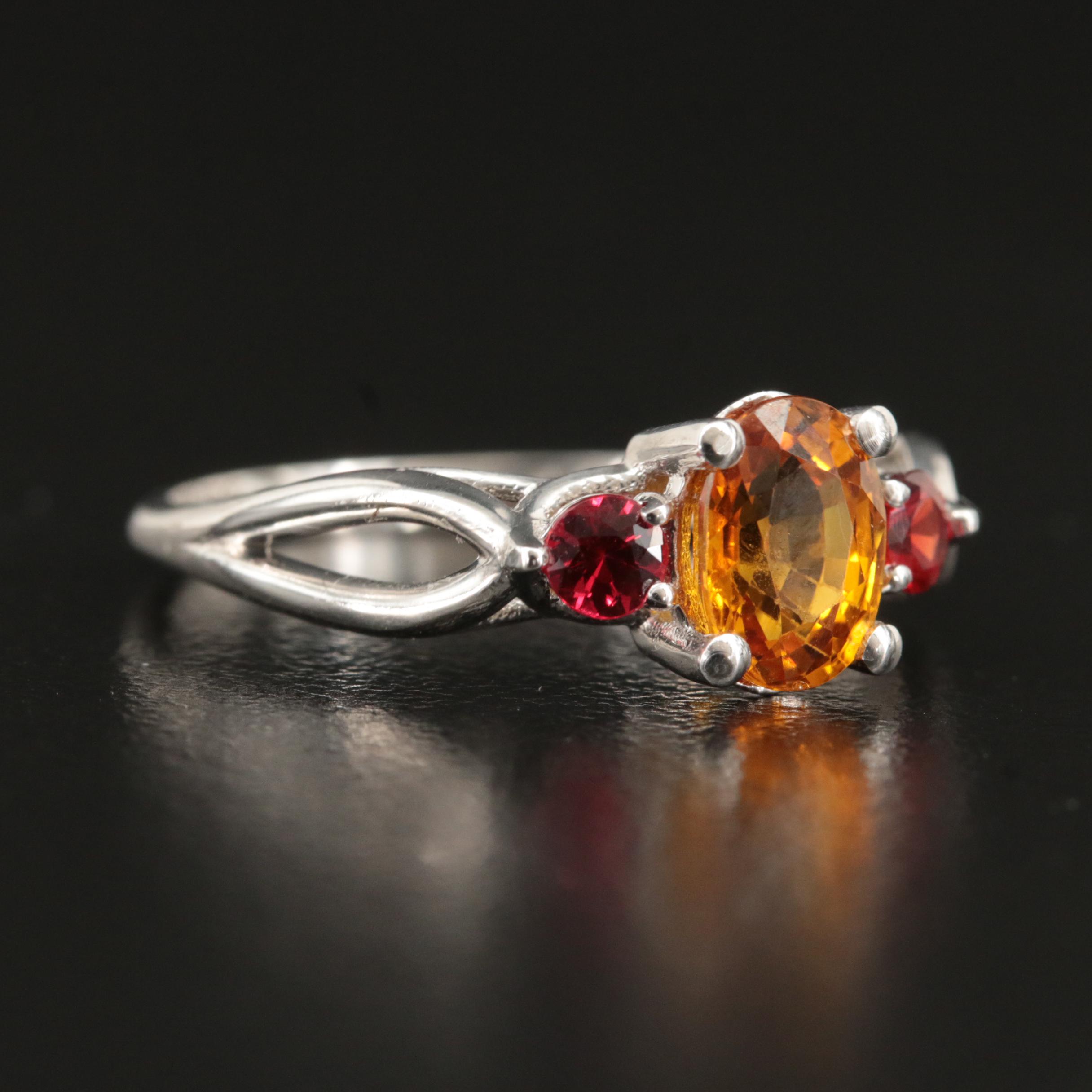 14K Yellow Sapphire and Sapphire Ring with Open Shoulders