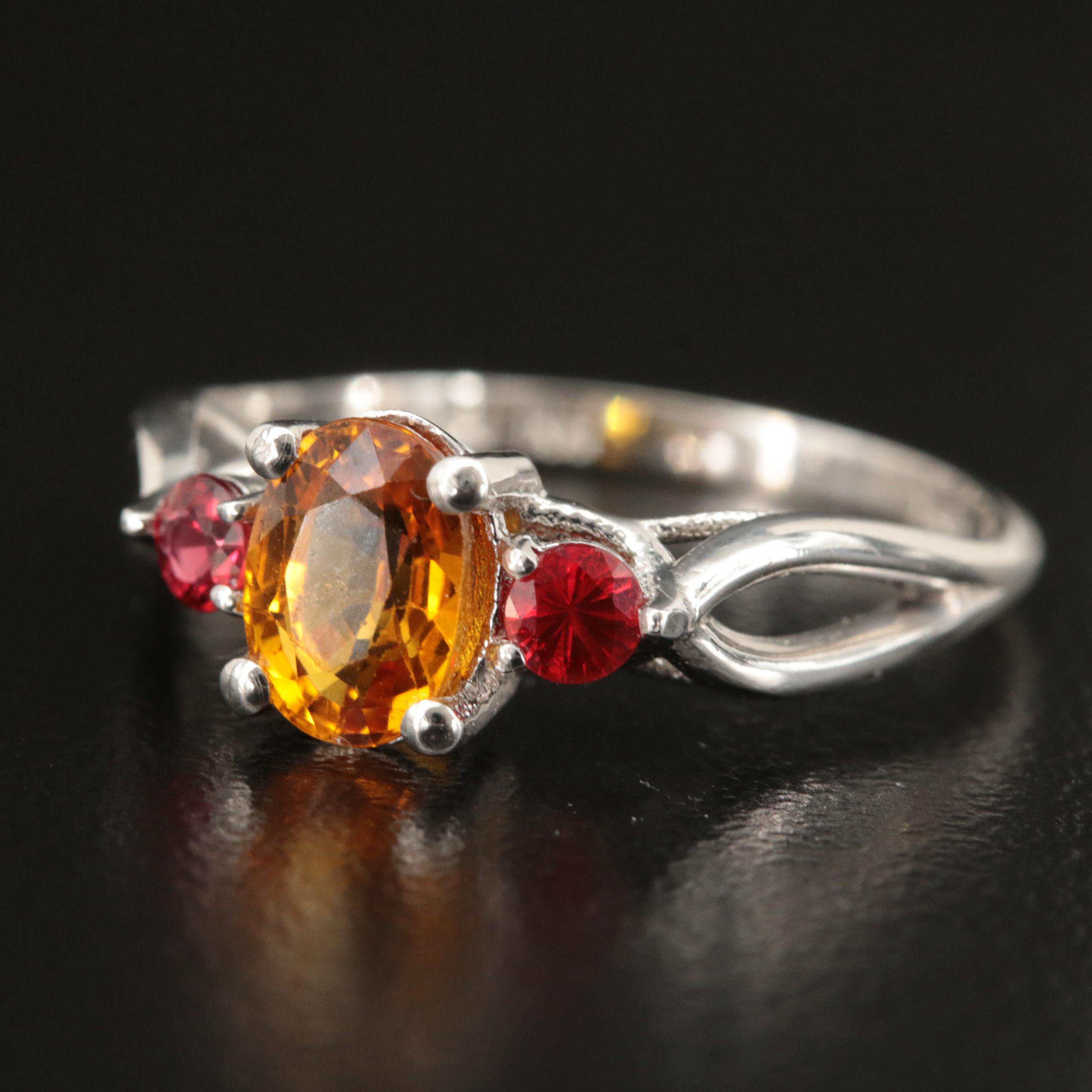 14K Yellow Sapphire and Sapphire Ring with Open Shoulders
