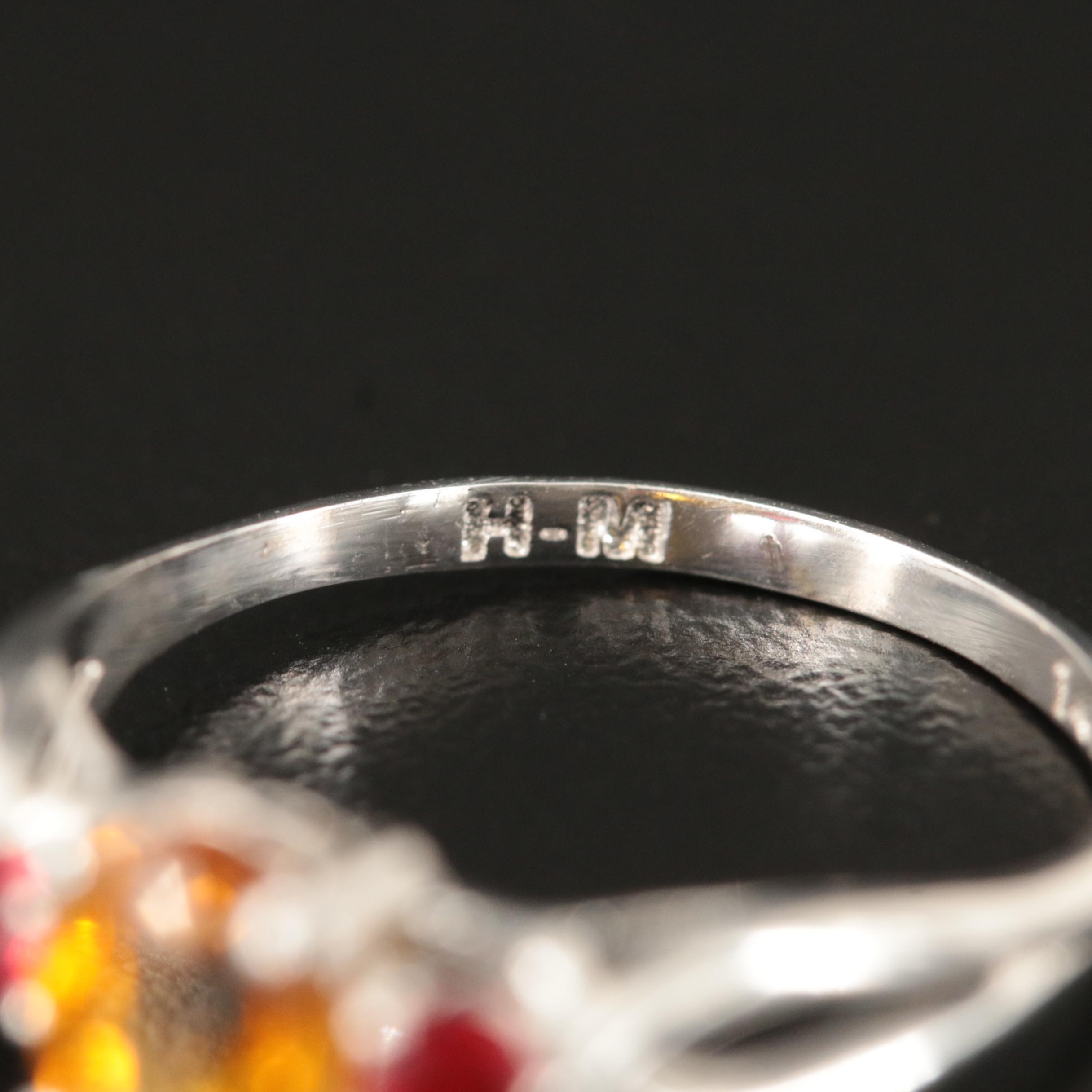 14K Yellow Sapphire and Sapphire Ring with Open Shoulders