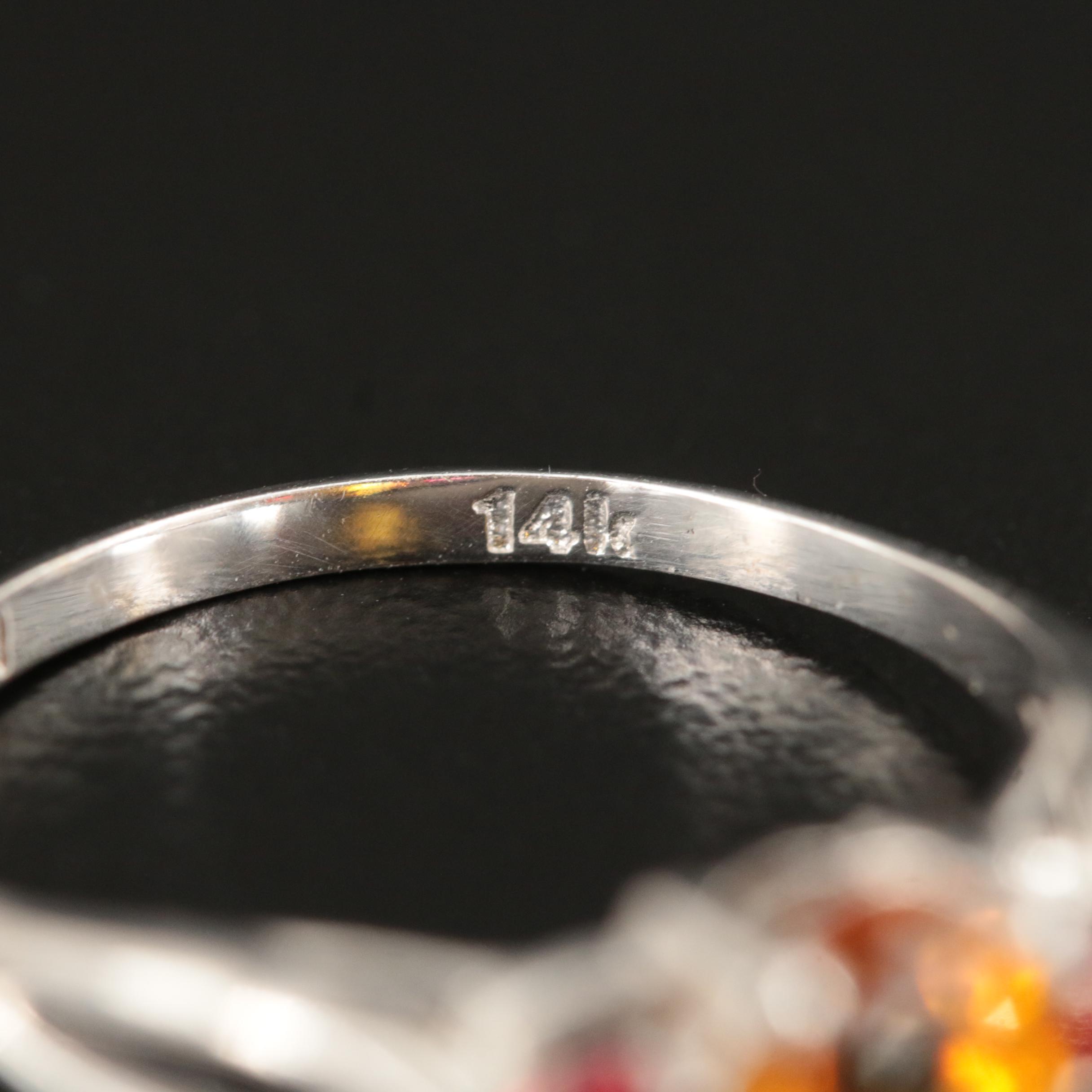 14K Yellow Sapphire and Sapphire Ring with Open Shoulders