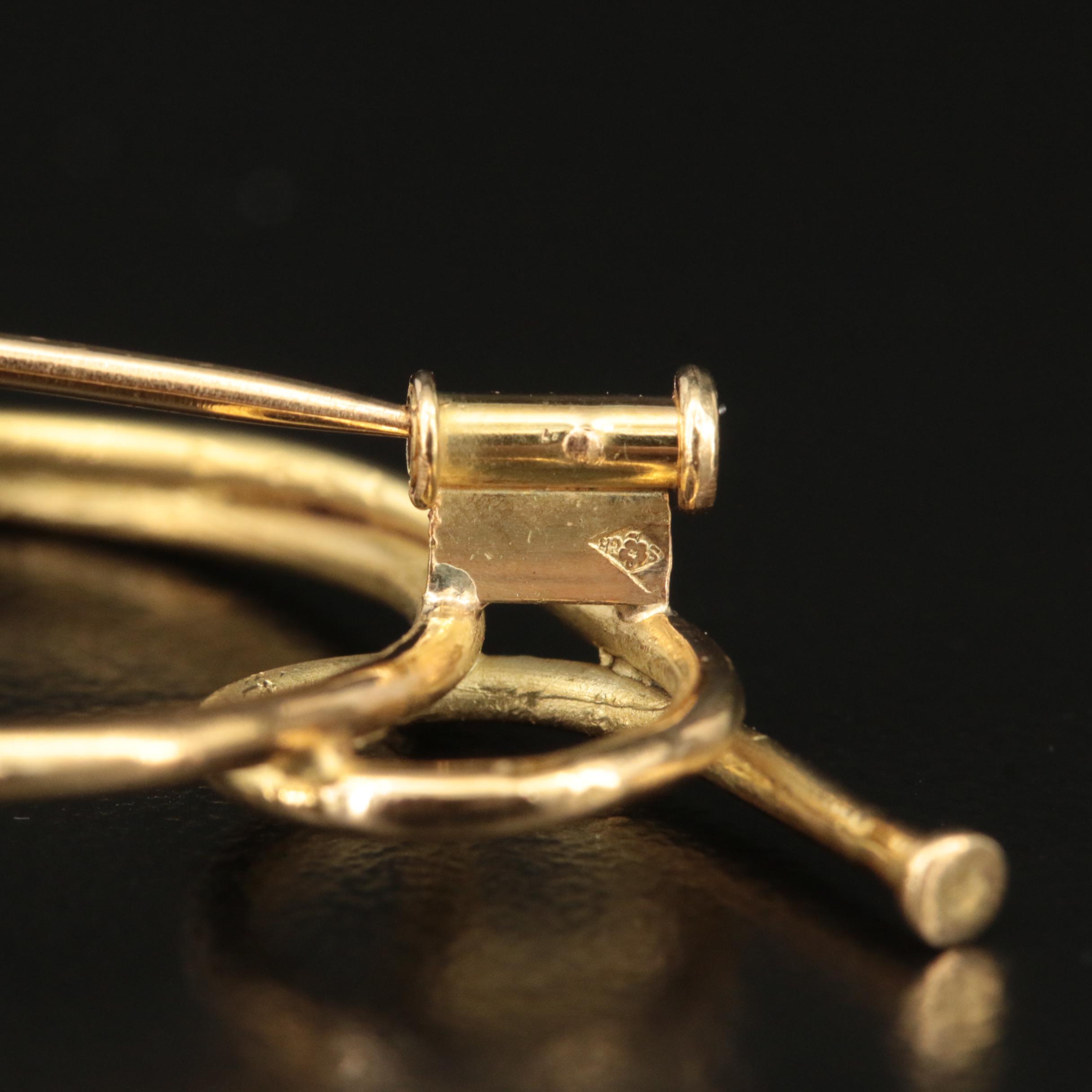 Vintage Austrian "Trompe de Chasse" 18K Hunting Horn Brooch