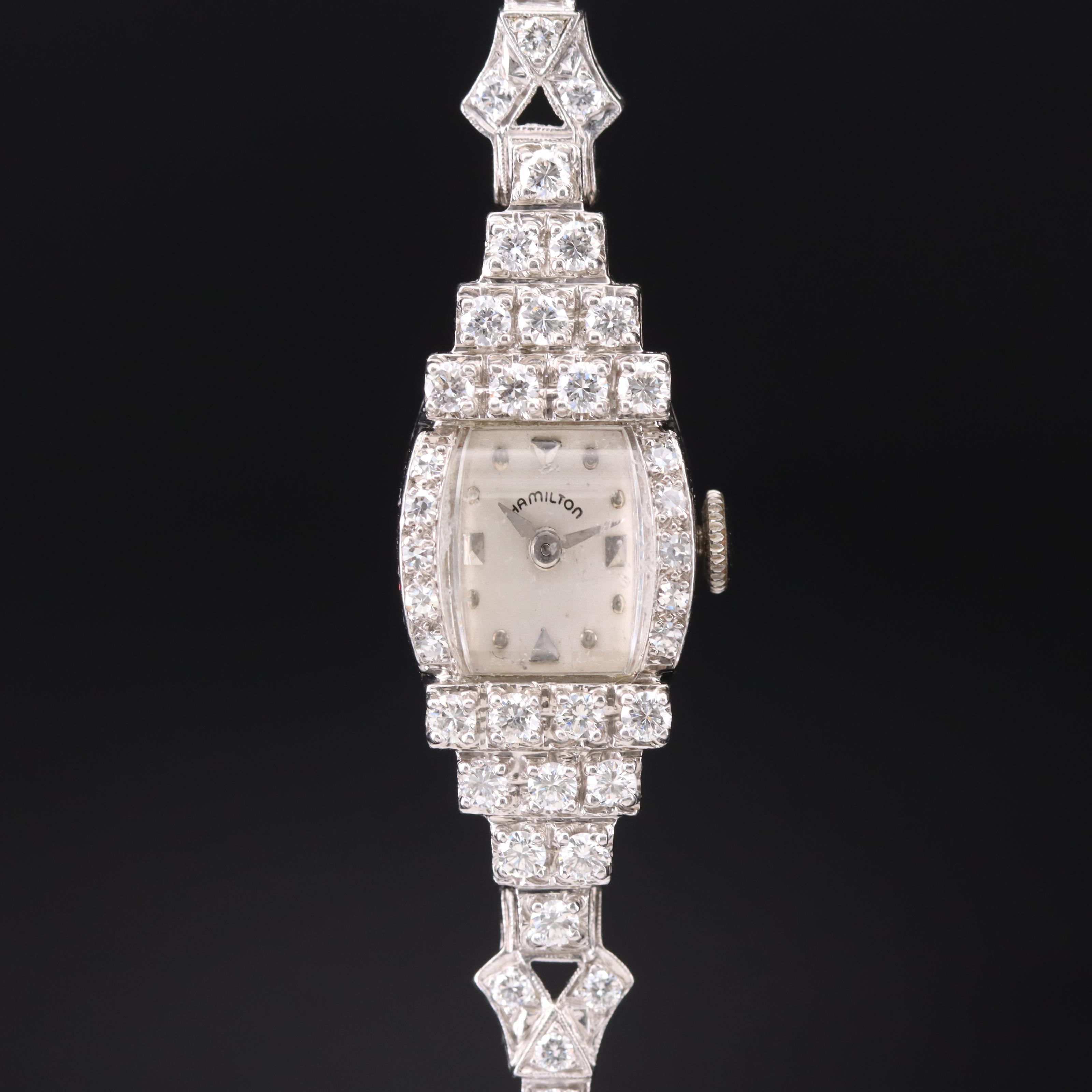 Hamilton Platinum 2.57 CTW Diamond Watch
