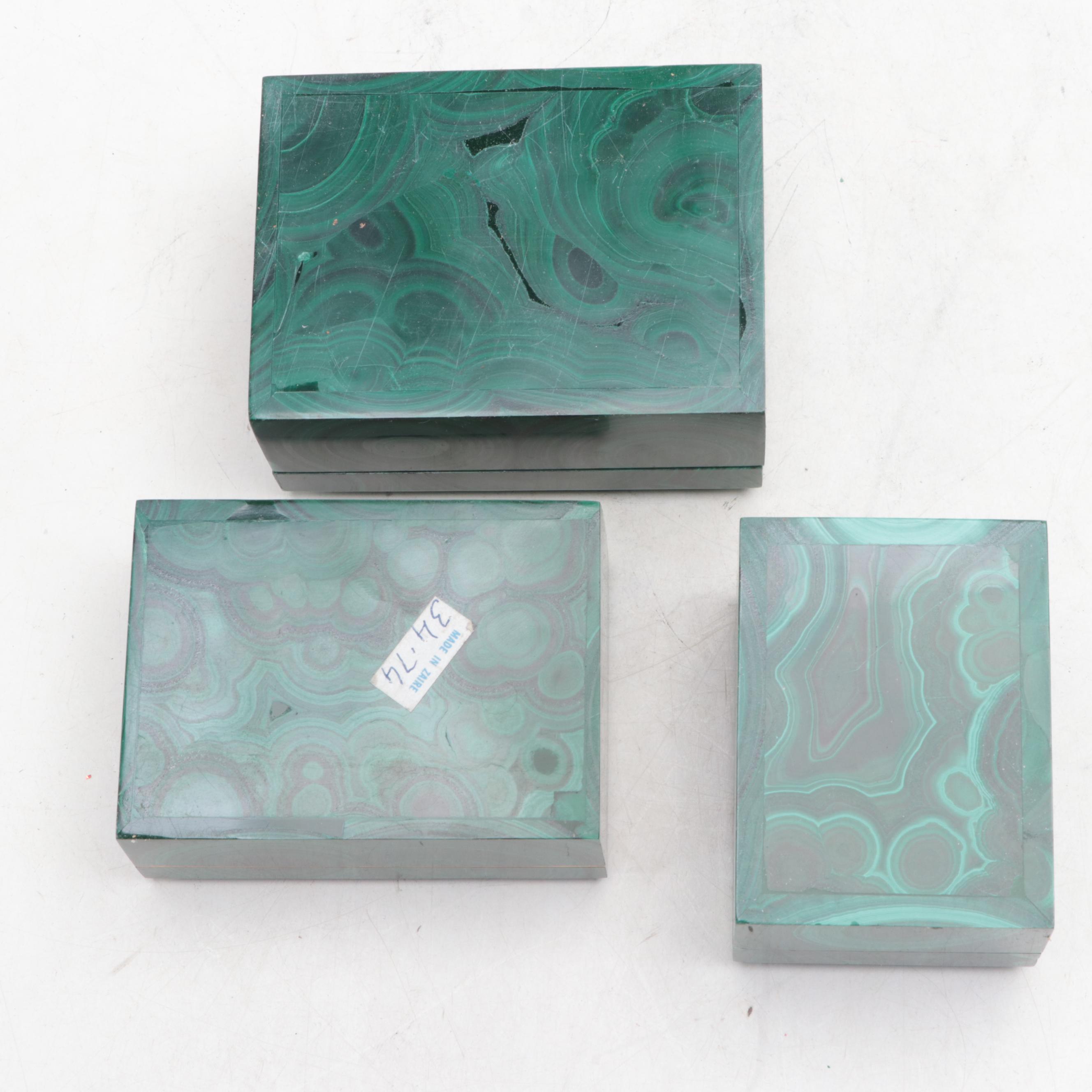 Handcrafted Malachite Trinket Boxes