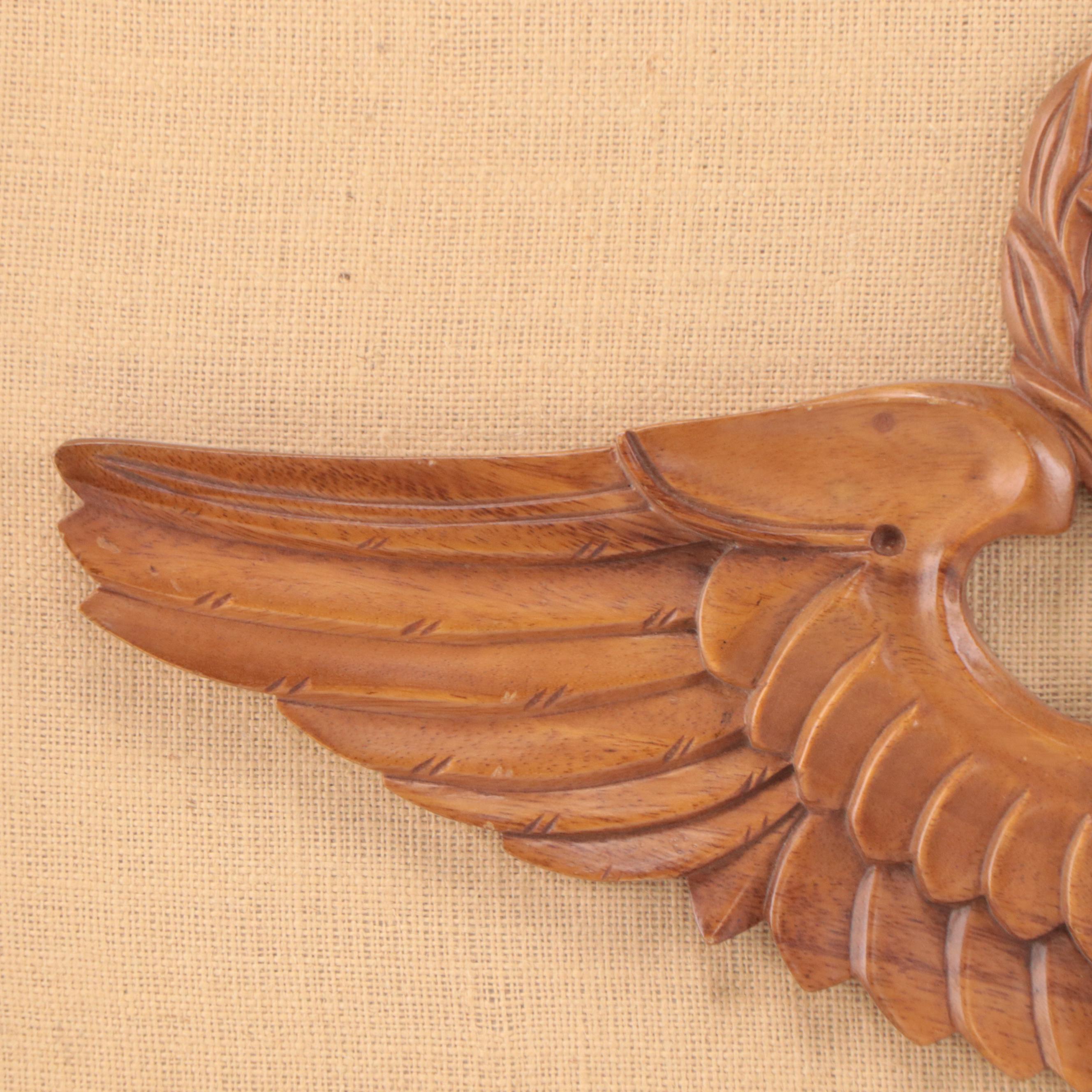 Master Army Aviator Wings Carved Wood Framed Wall Hanging