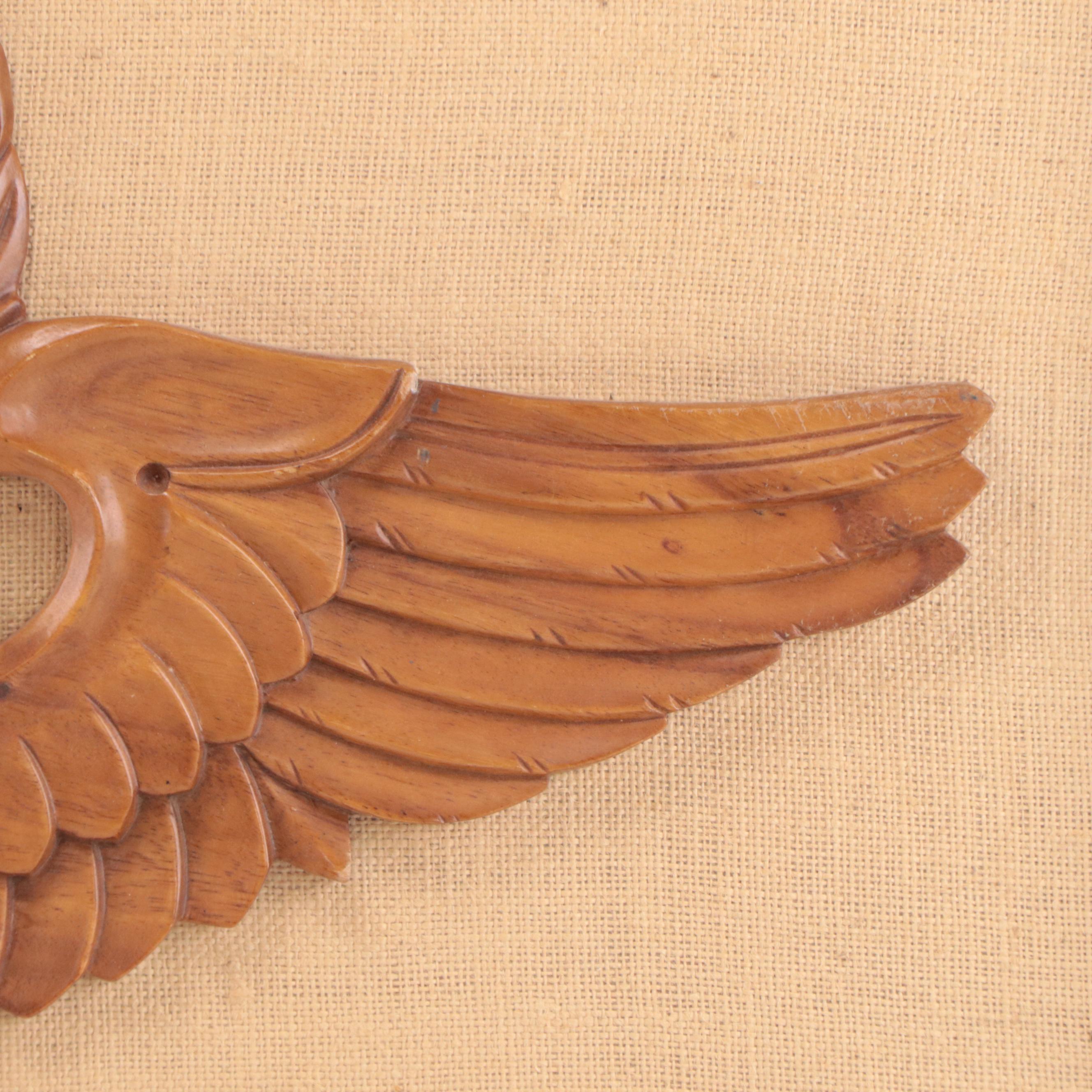 Master Army Aviator Wings Carved Wood Framed Wall Hanging