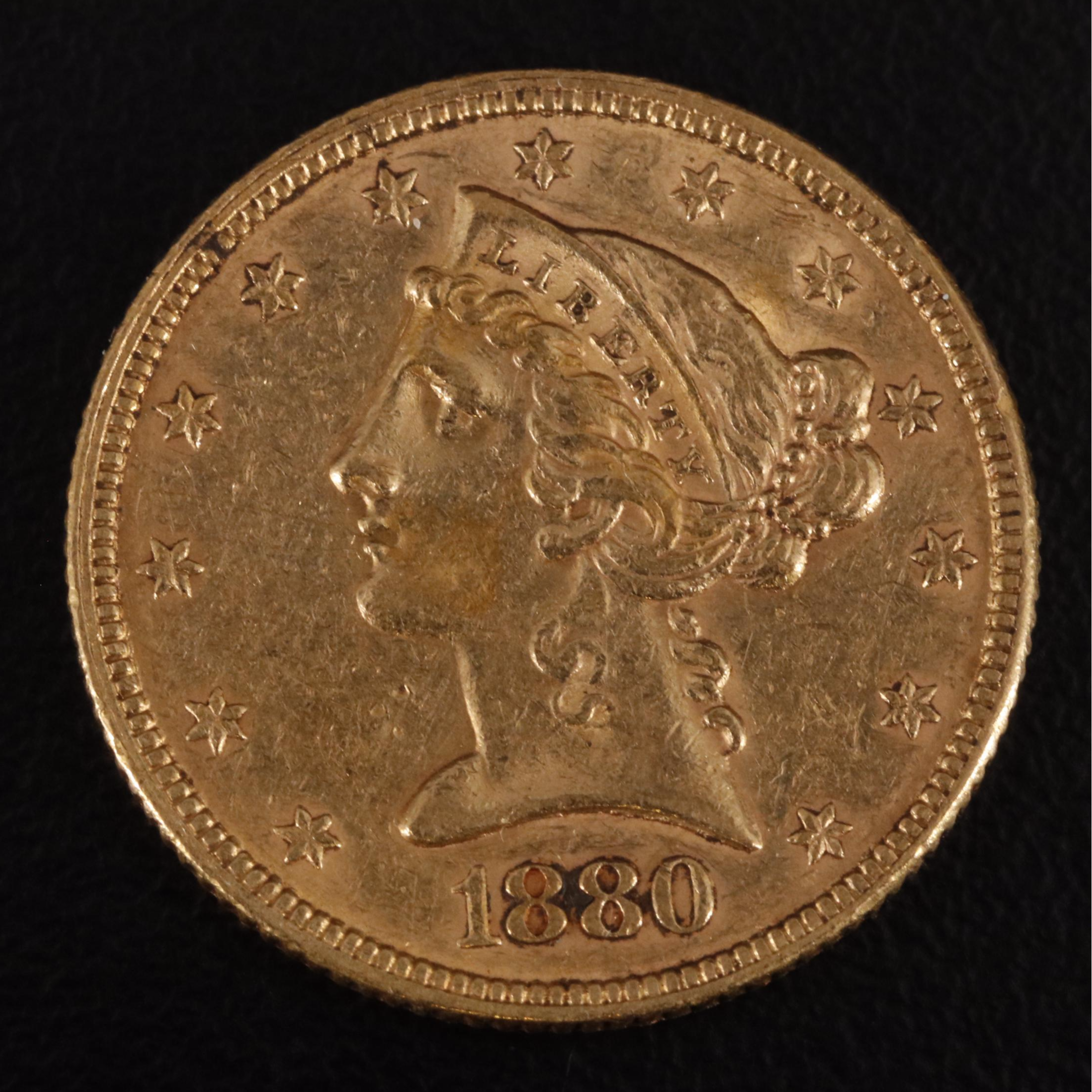 1880 Liberty Head $5 Half Eagle Gold Coin