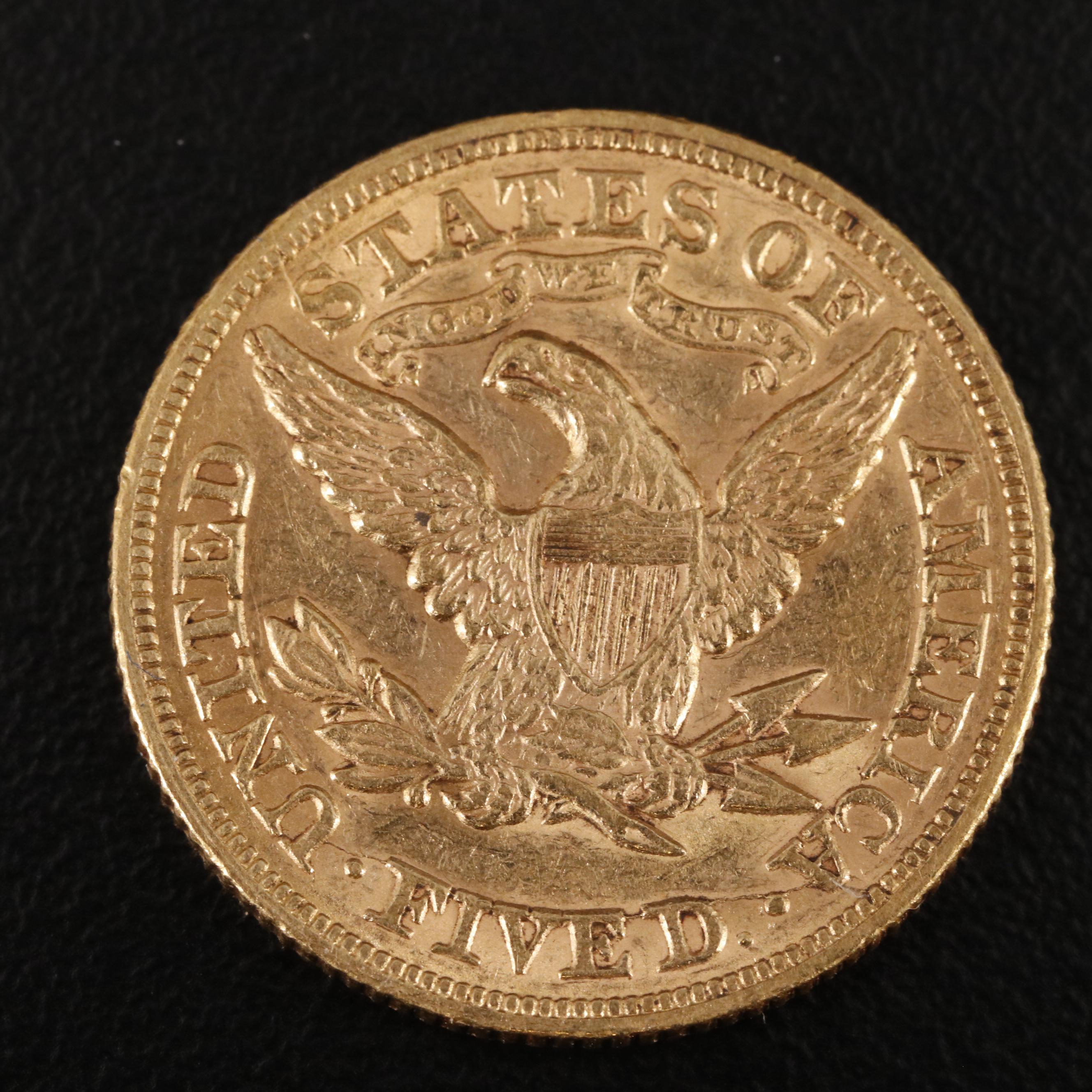 1880 Liberty Head $5 Half Eagle Gold Coin