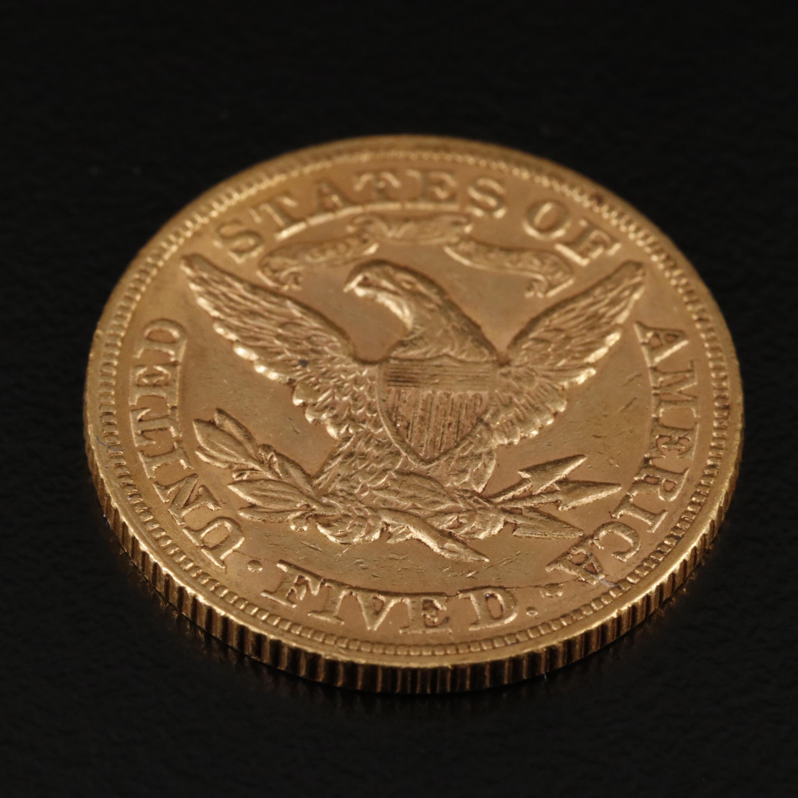 1880 Liberty Head $5 Half Eagle Gold Coin