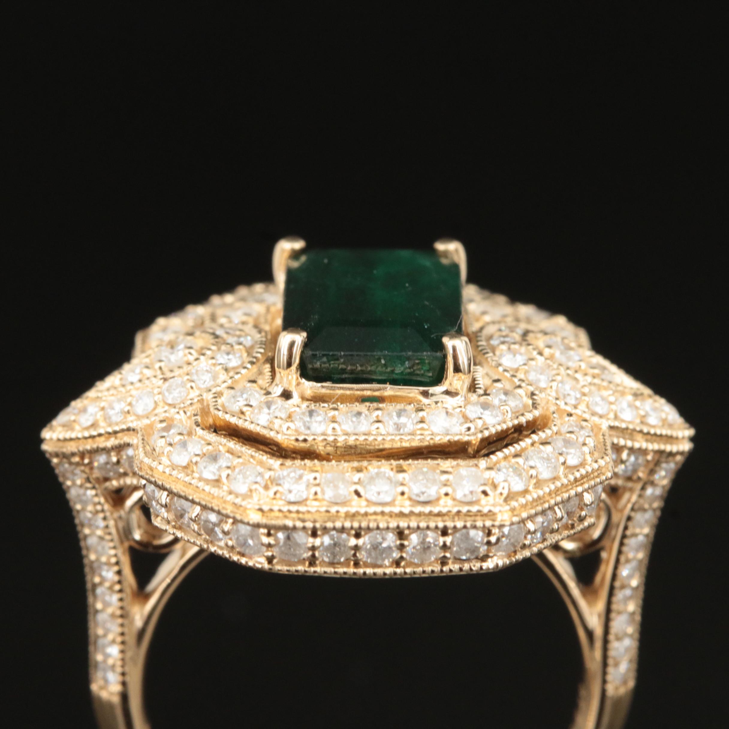 14K 2.16 CT Emerald and 1.47 CTW Diamond Ring