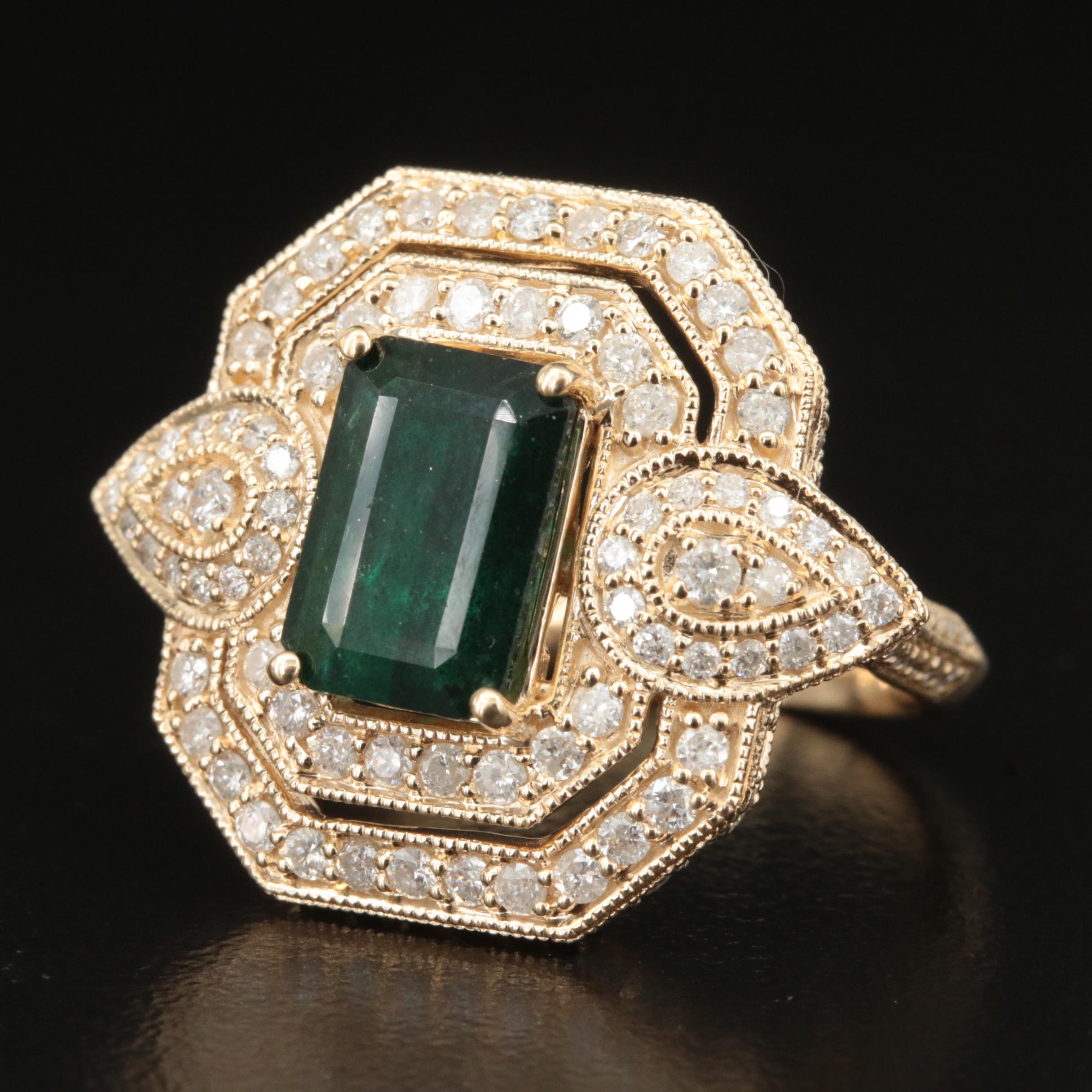 14K 2.16 CT Emerald and 1.47 CTW Diamond Ring
