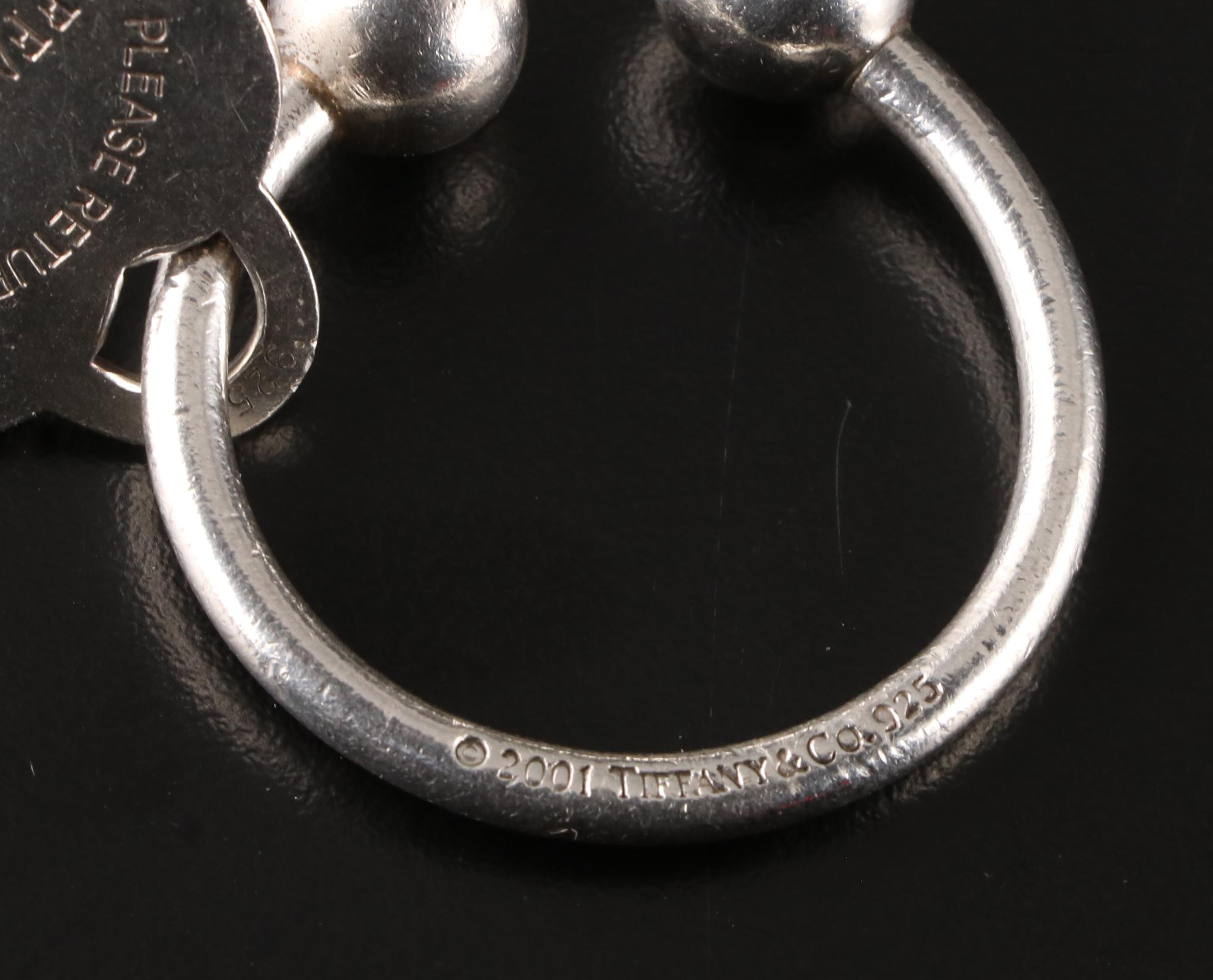 Tiffany & Co. Sterling Silver "Return to Tiffany" Heart Tag Screwball Key Ring