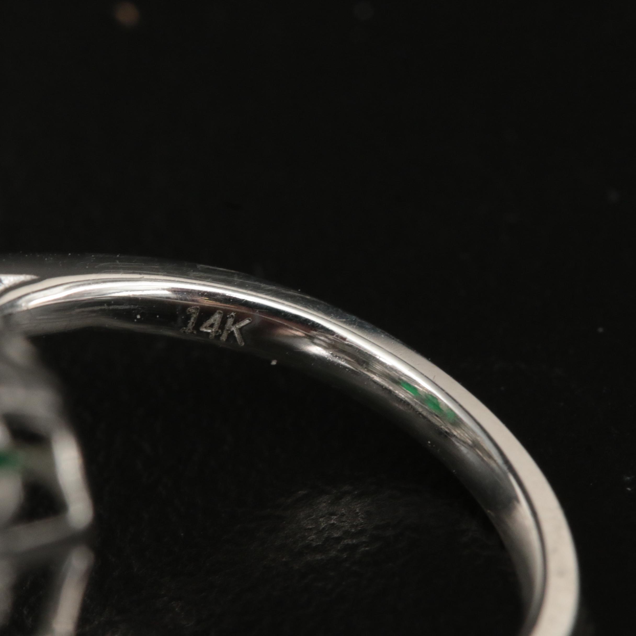 14K 4.99 CT Emerald and 2.06 CTW Diamond Cluster Ring