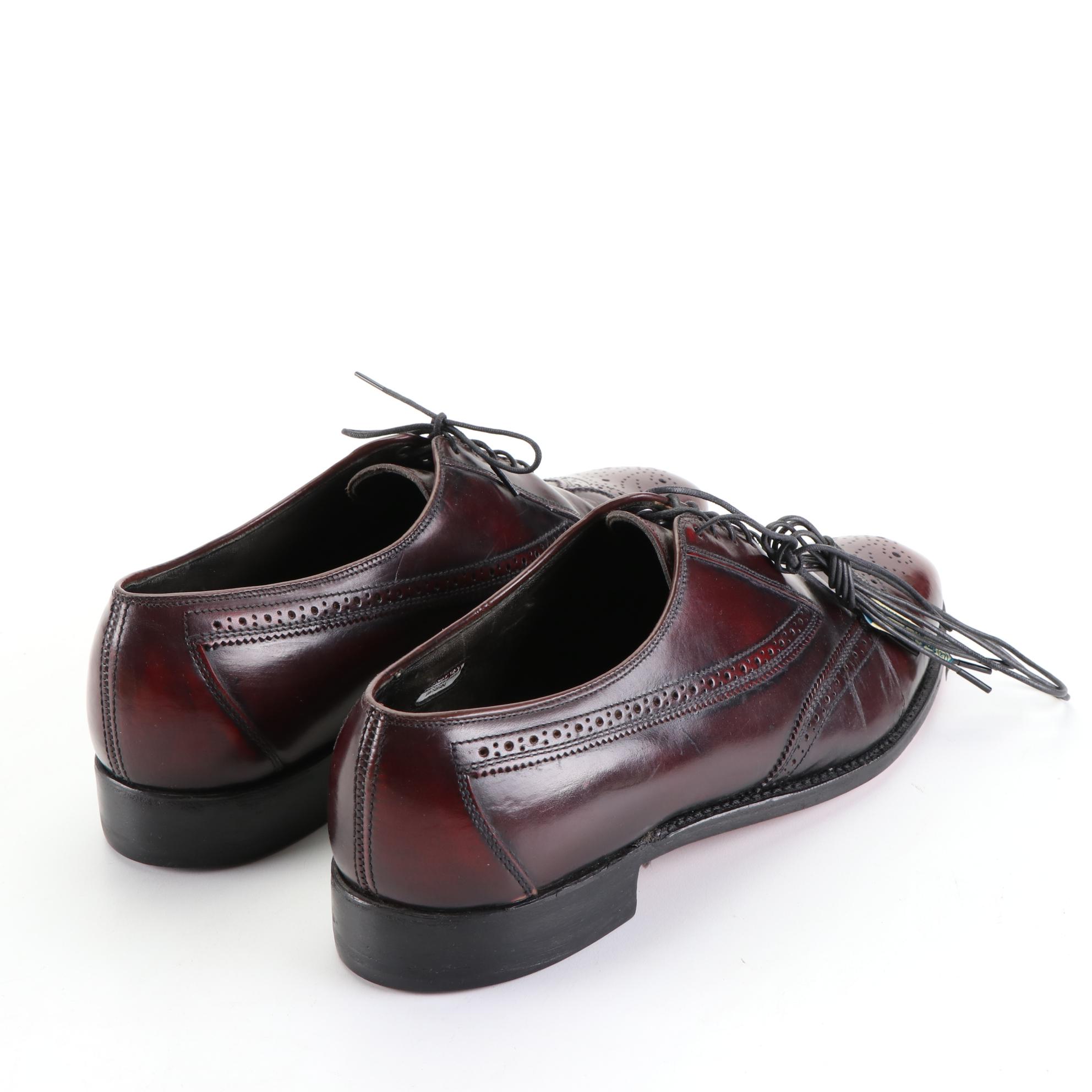Men's Bostonian Lace-Up Wingtip Oxford Shoes in Oxblood Leather