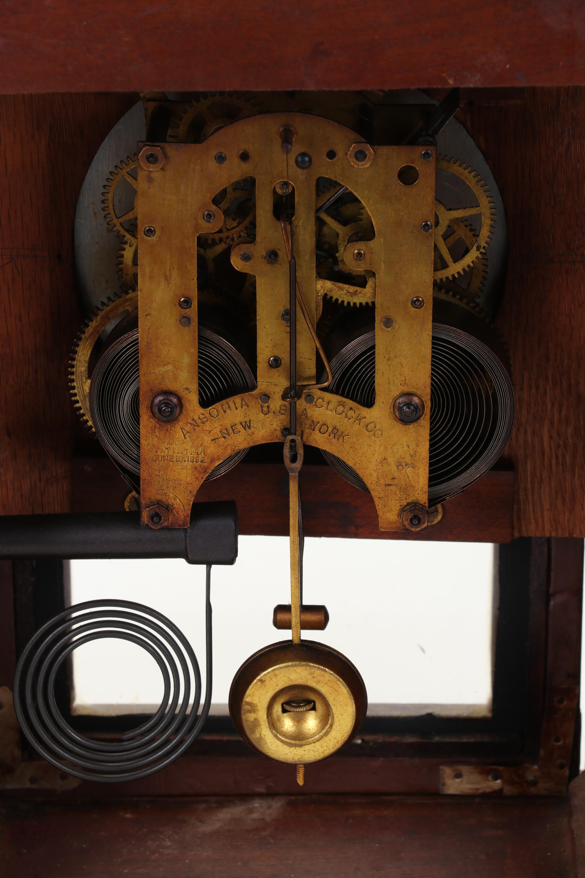 Ansonia Gothic Mantel Clock with Short & Mason for Wannamakers Aneroid Barometer