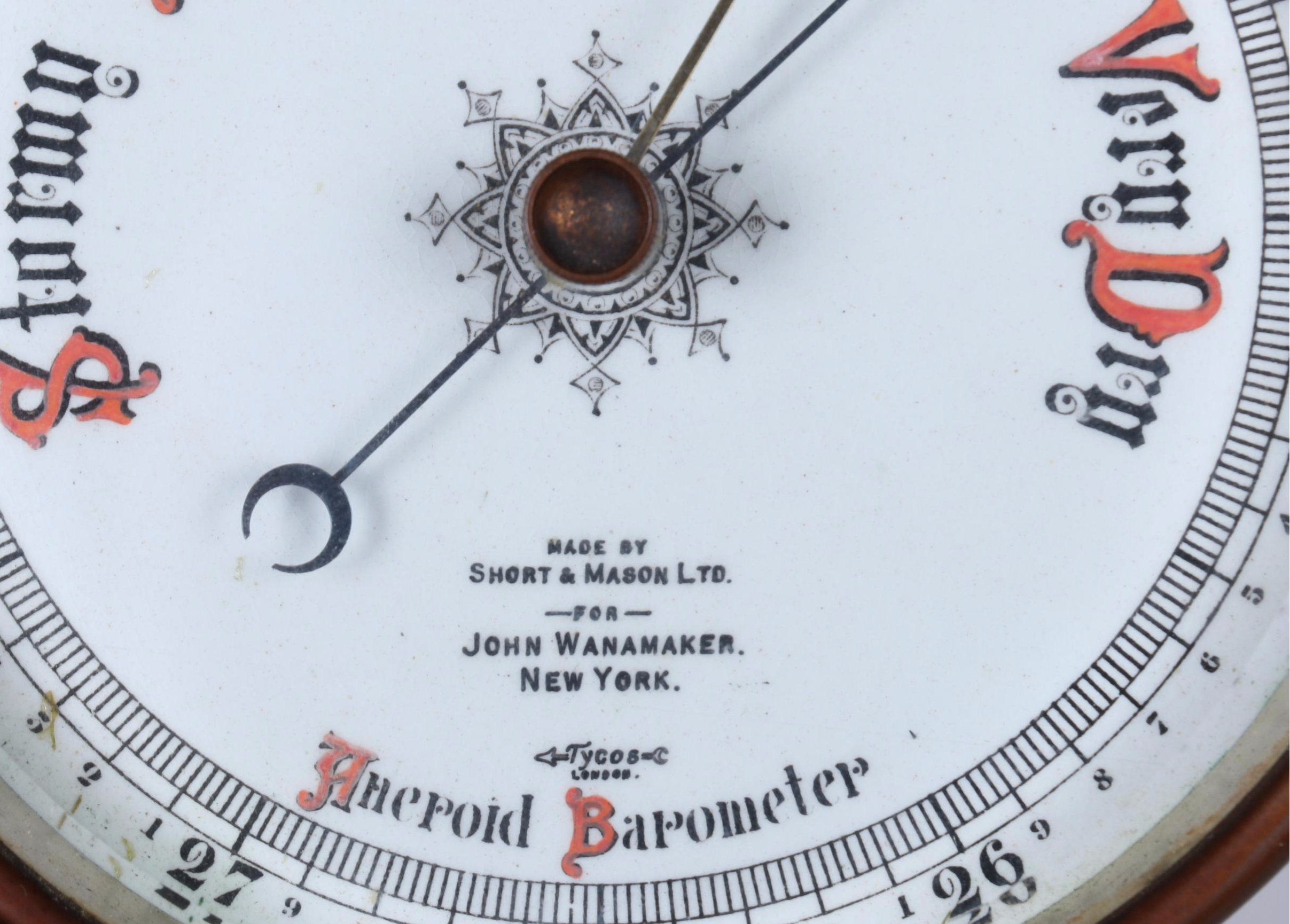 Ansonia Gothic Mantel Clock with Short & Mason for Wannamakers Aneroid Barometer