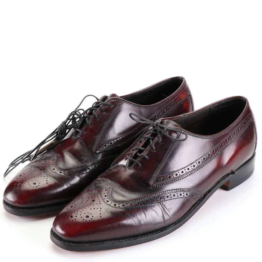 Men's Bostonian Lace-Up Wingtip Oxford Shoes in Oxblood Leather