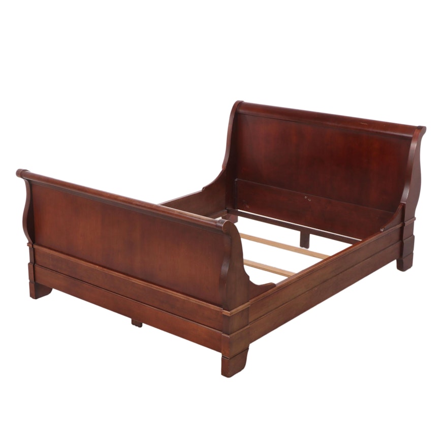 Louis Philippe Style Cherrywood and Maple Queen Size Sleigh Bed Frame