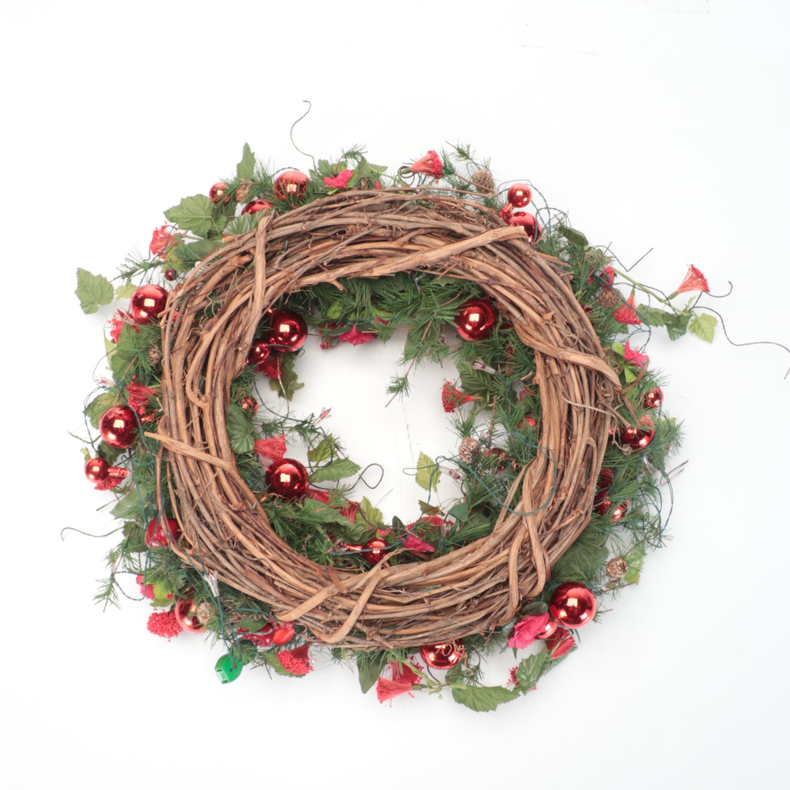 Holiday Wreath, Boughs, Garland and Feathers