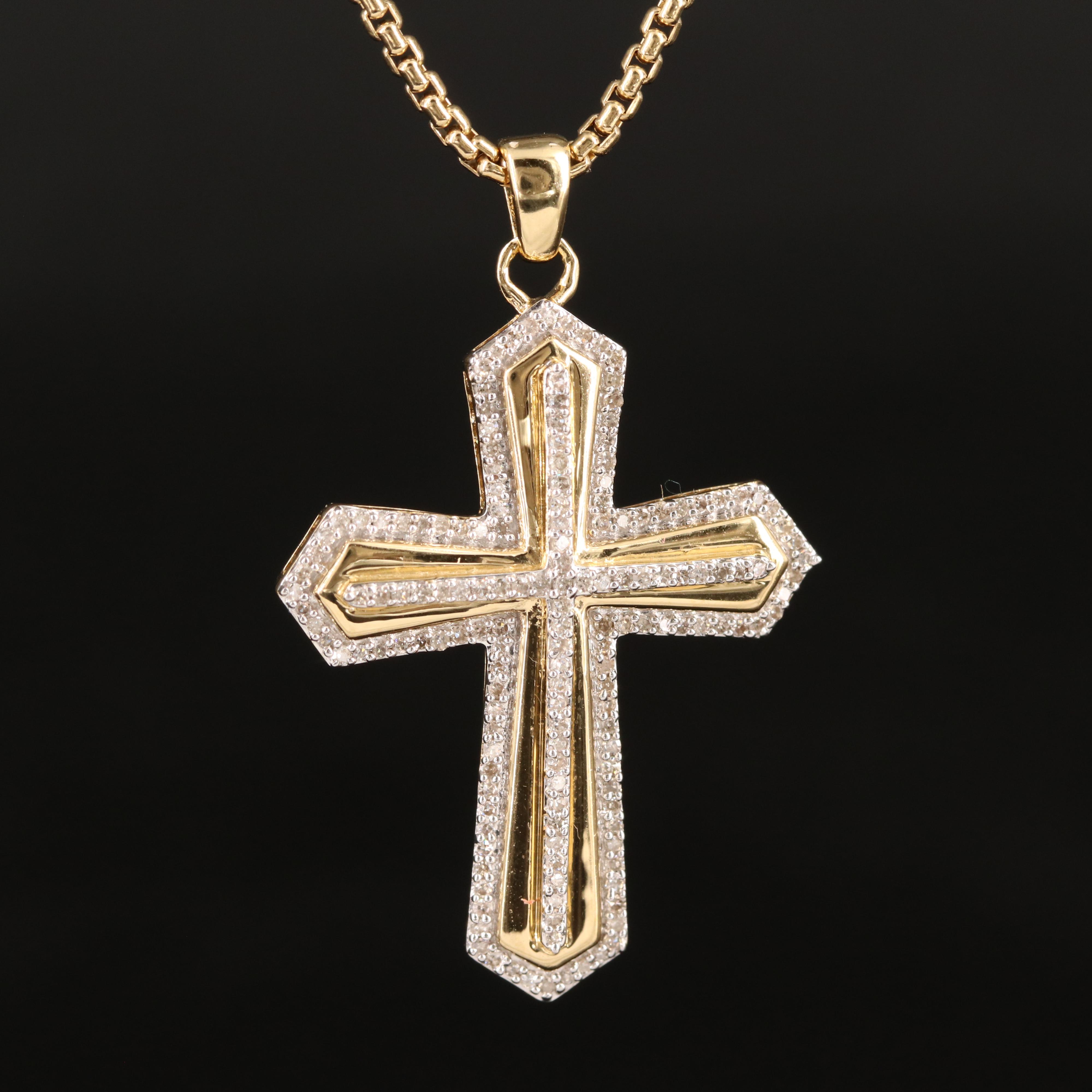 Sterling Diamond Cross Necklace