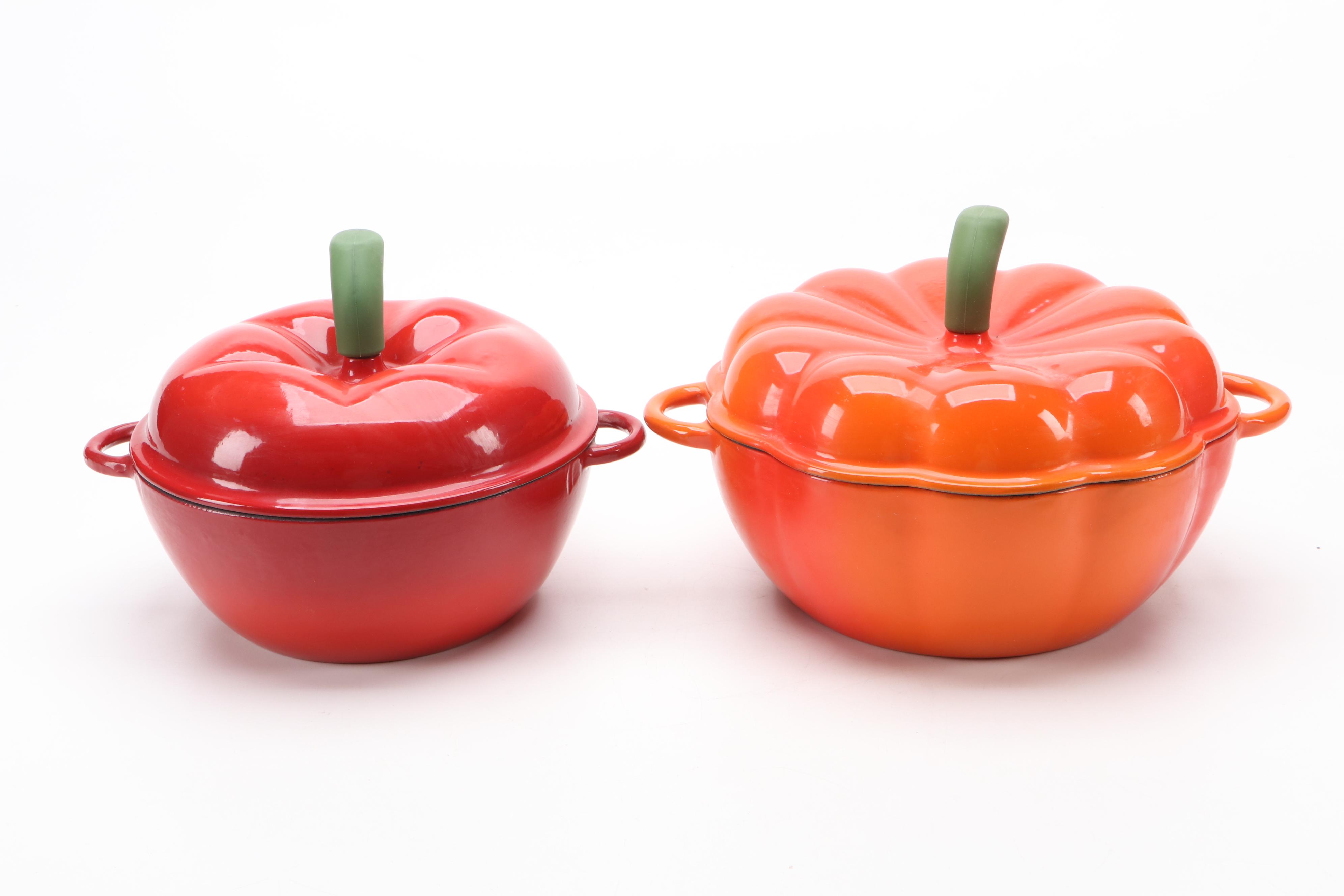 Technique Enameled Cast Iron Pumpkin and Other Figural Dutch Ovens and Trivets