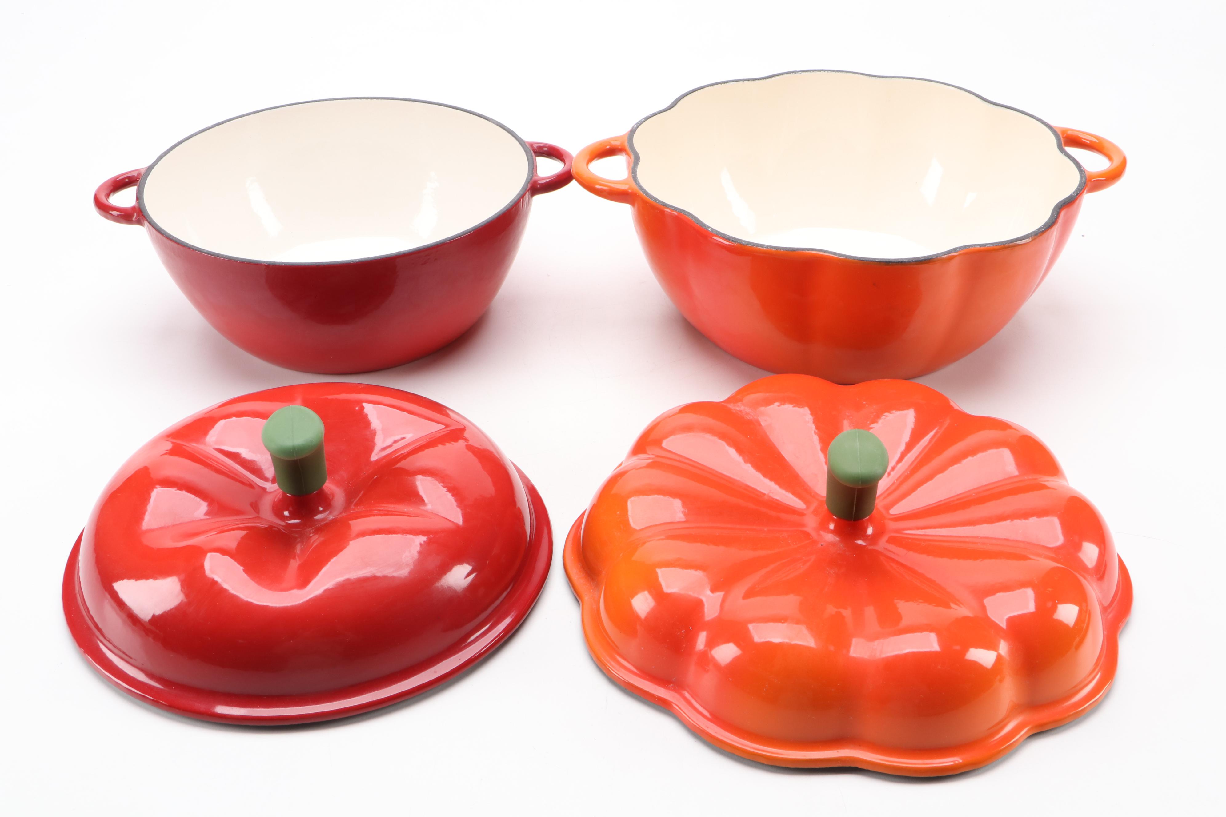Technique Enameled Cast Iron Pumpkin and Other Figural Dutch Ovens and Trivets