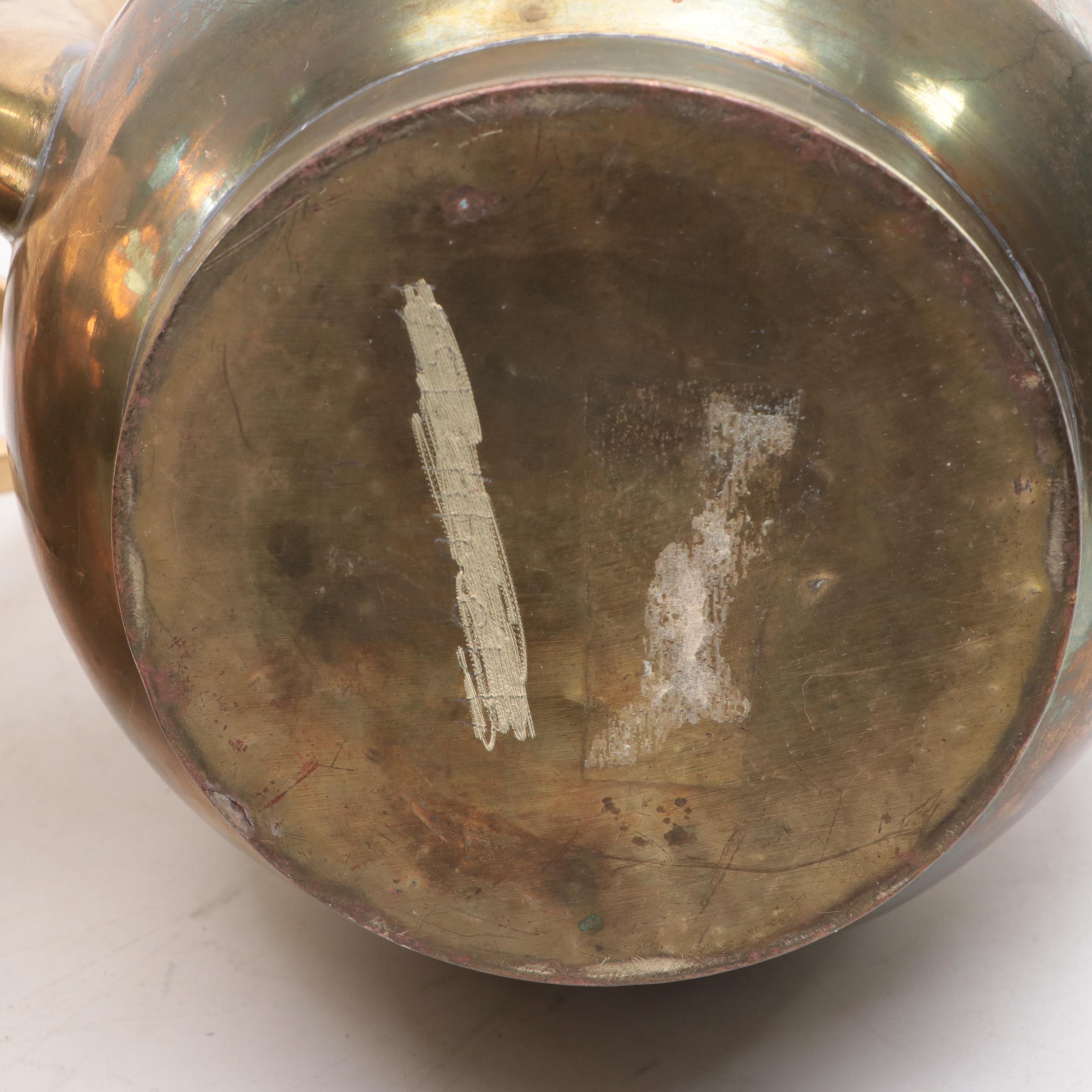 Middle East Brass Coffee Pot, Traveling Inkwells, Water Pitcher and Décor