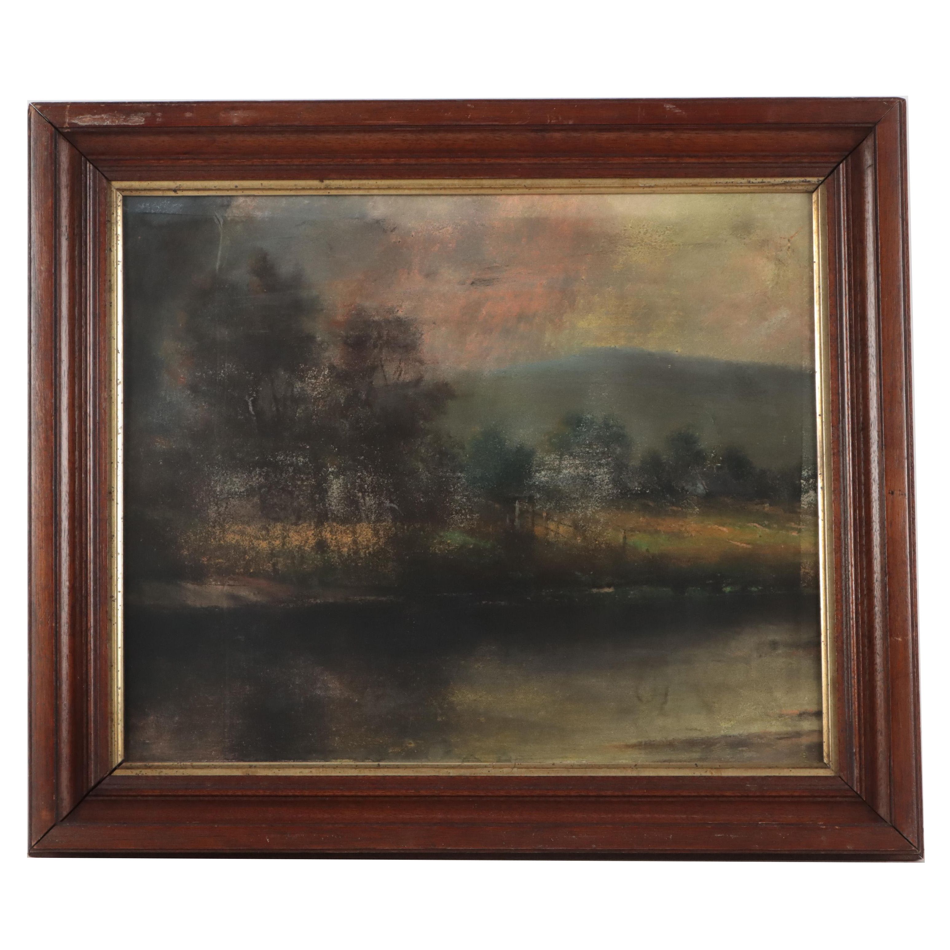 Pastel Drawing of Landscape, 19th Century