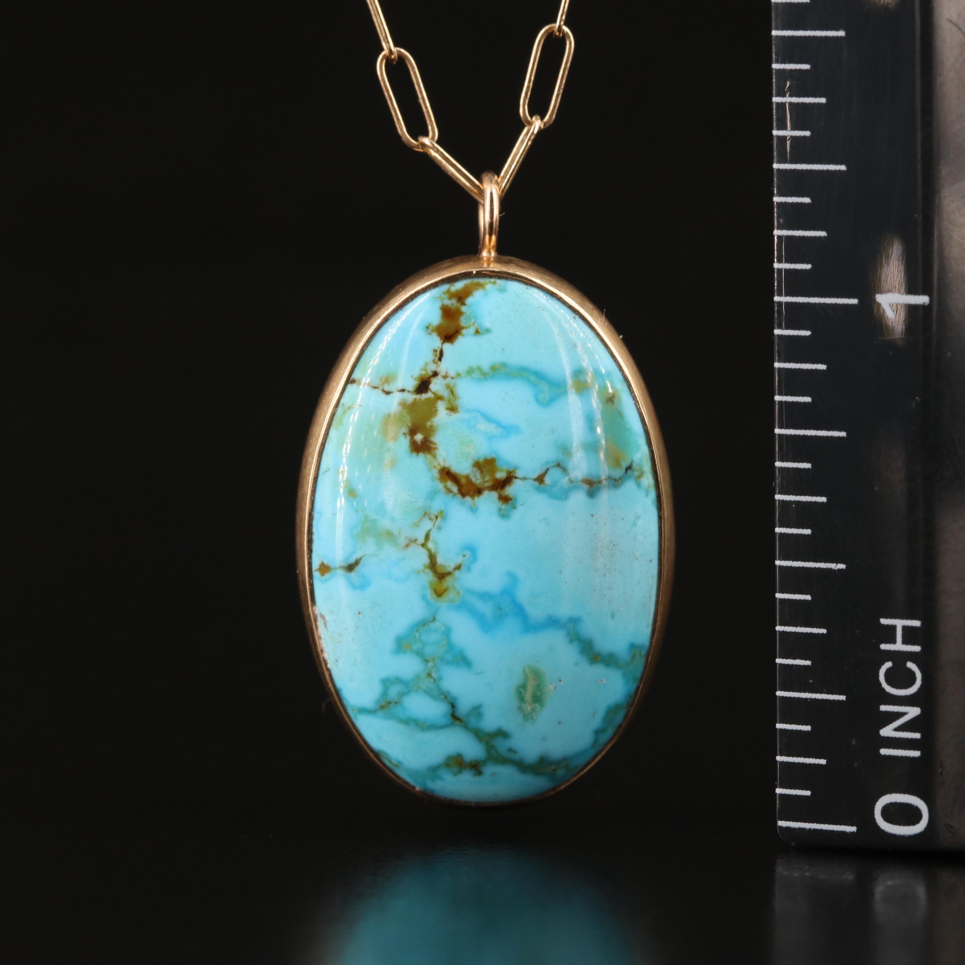 Jamie Joseph 14K Chain with Sterling and Turquoise Pendant