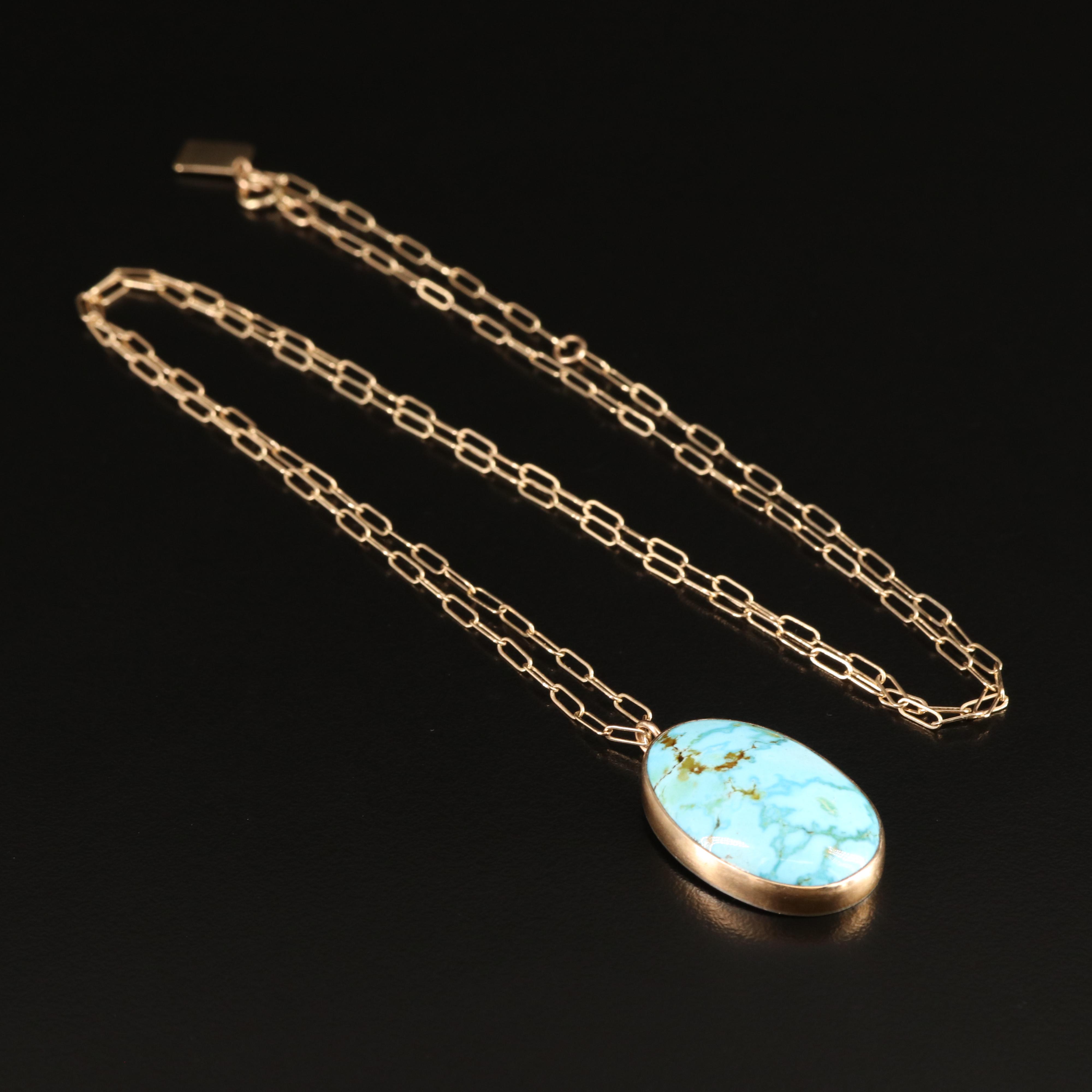 Jamie Joseph 14K Chain with Sterling and Turquoise Pendant
