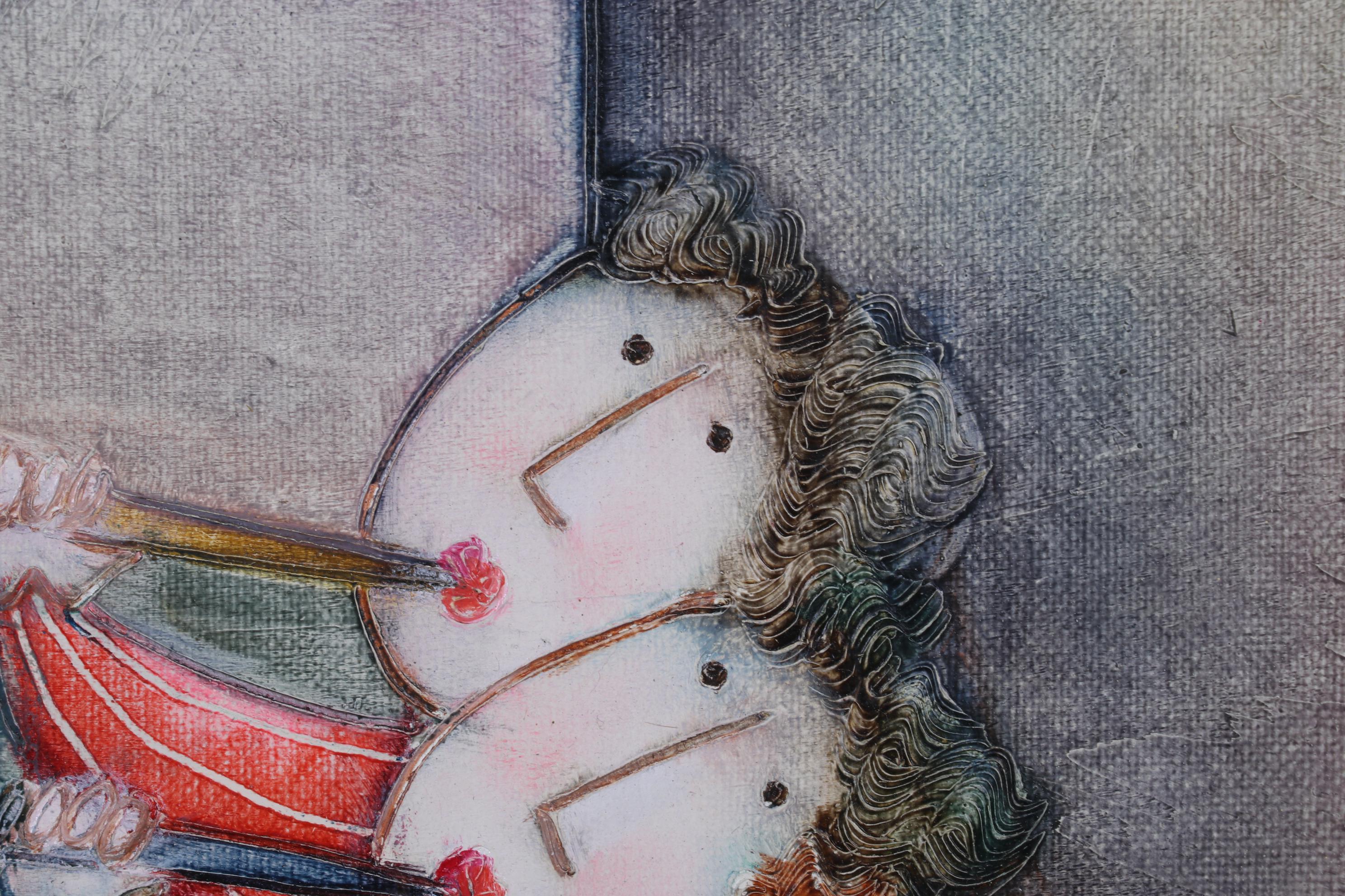 J. Roybal Oil Painting of Children Playing Drums and Horns, 21st Century