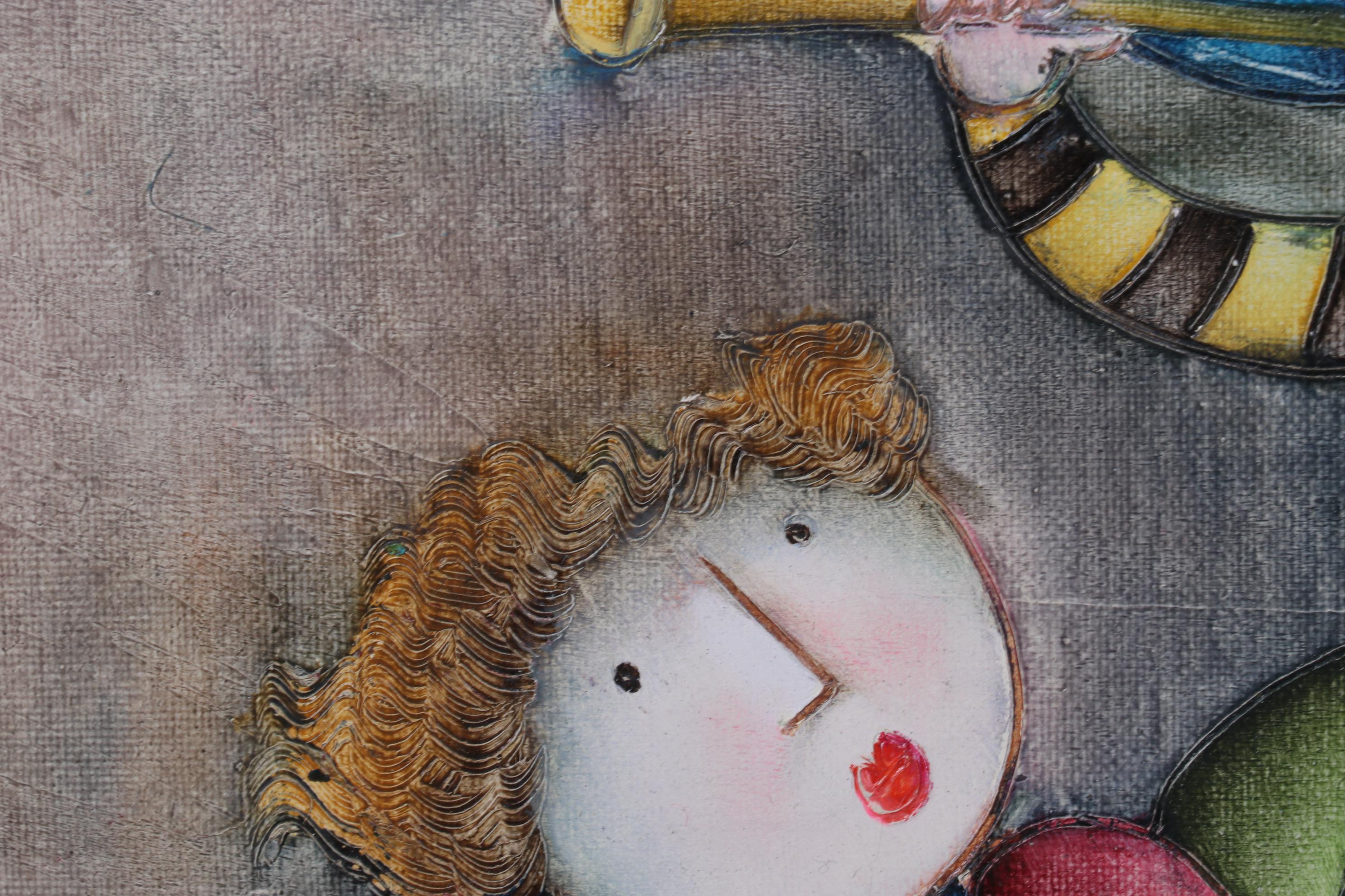 J. Roybal Oil Painting of Children Playing Drums and Horns, 21st Century