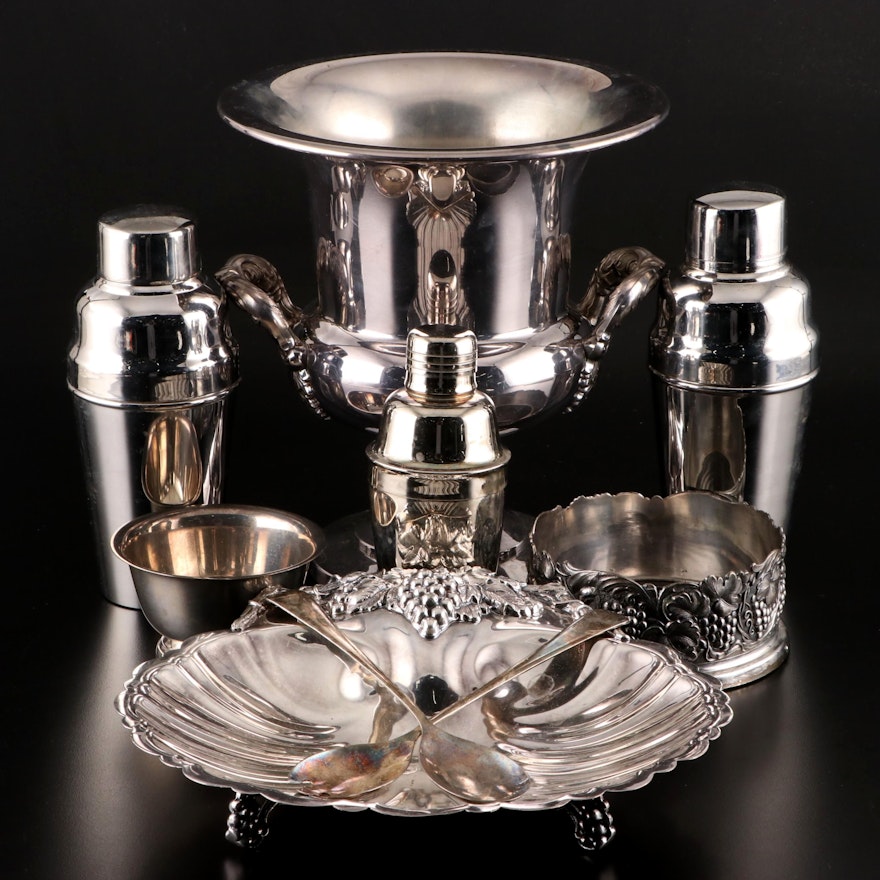 Web Sterling Silver Reproduction Paul Revere Bowl with Silver Plate Barware